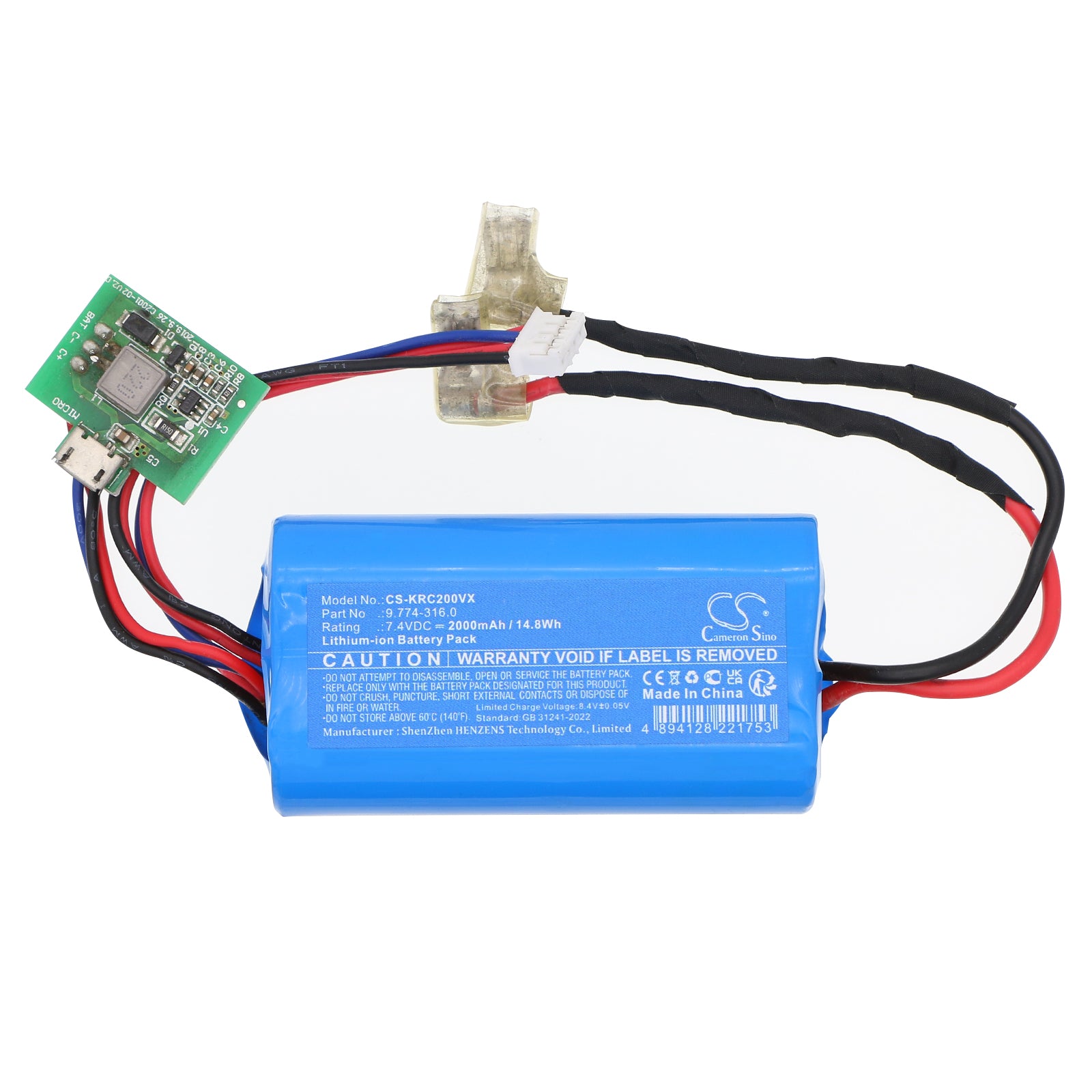 7.4V, Li-ion, 2000mAh, Battery fits Karcher CVH 2, 14.8Wh Vacuum Cameron Sino Technology Limited
