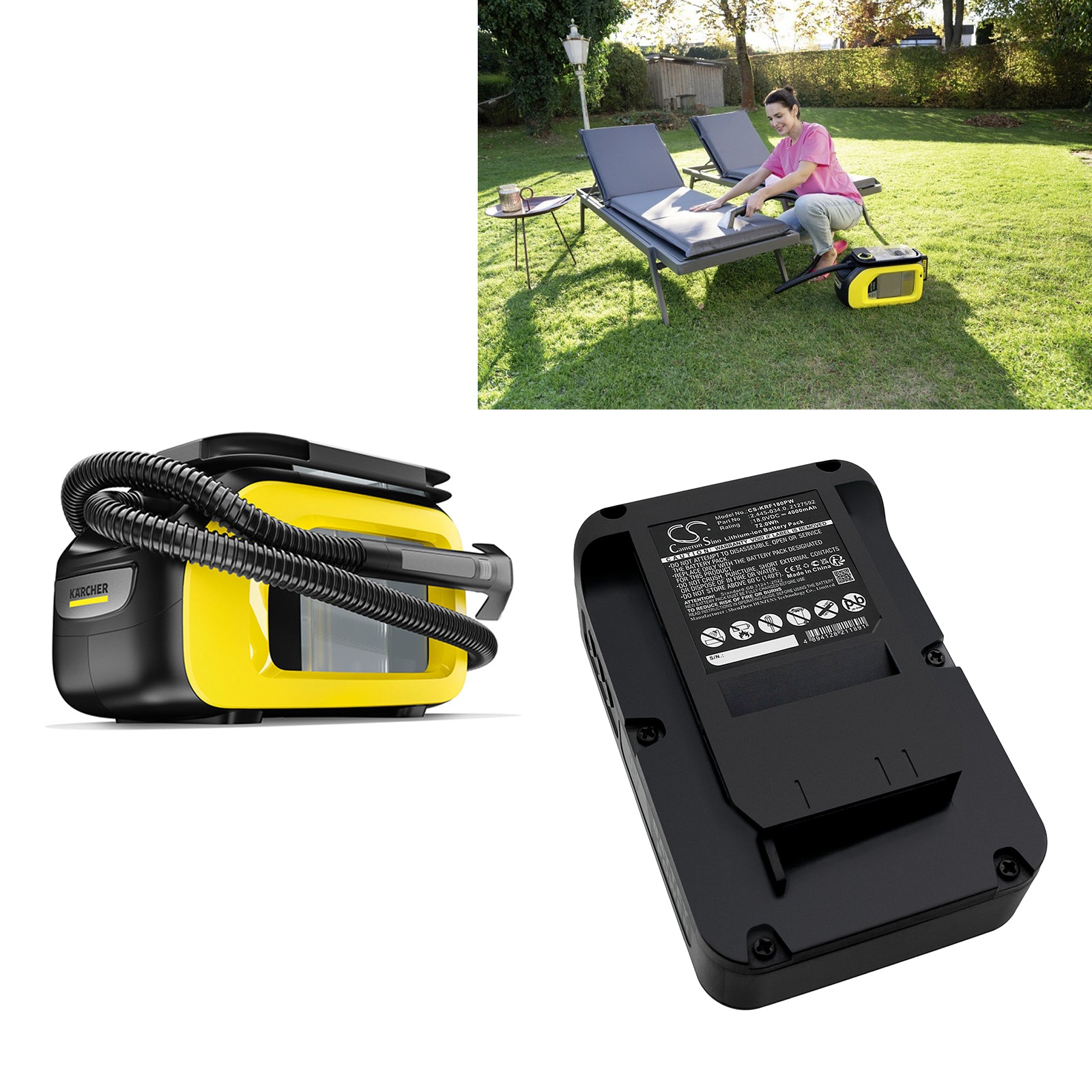 18V, Li-ion, 4000mAh, Battery fits Karcher 14442420, 18-36 Cordless 18V Push Lawnmower, 72Wh Gardening Tools Cameron Sino Technology Limited