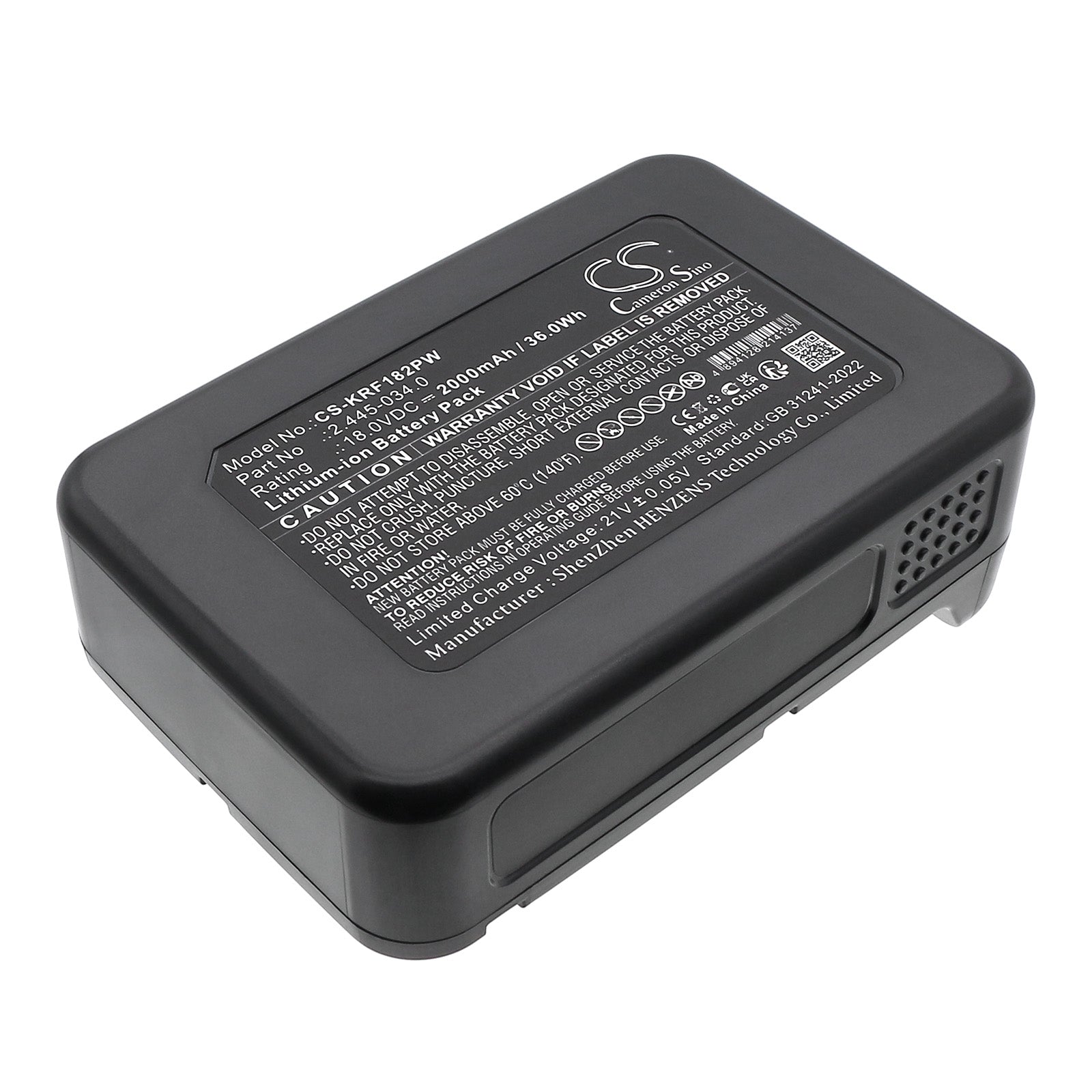 18V, Li-ion, 2000mAh, Battery fits Karcher 14442420, 18-36 Cordless 18V Push Lawnmower, 36Wh Gardening Tools Cameron Sino Technology Limited