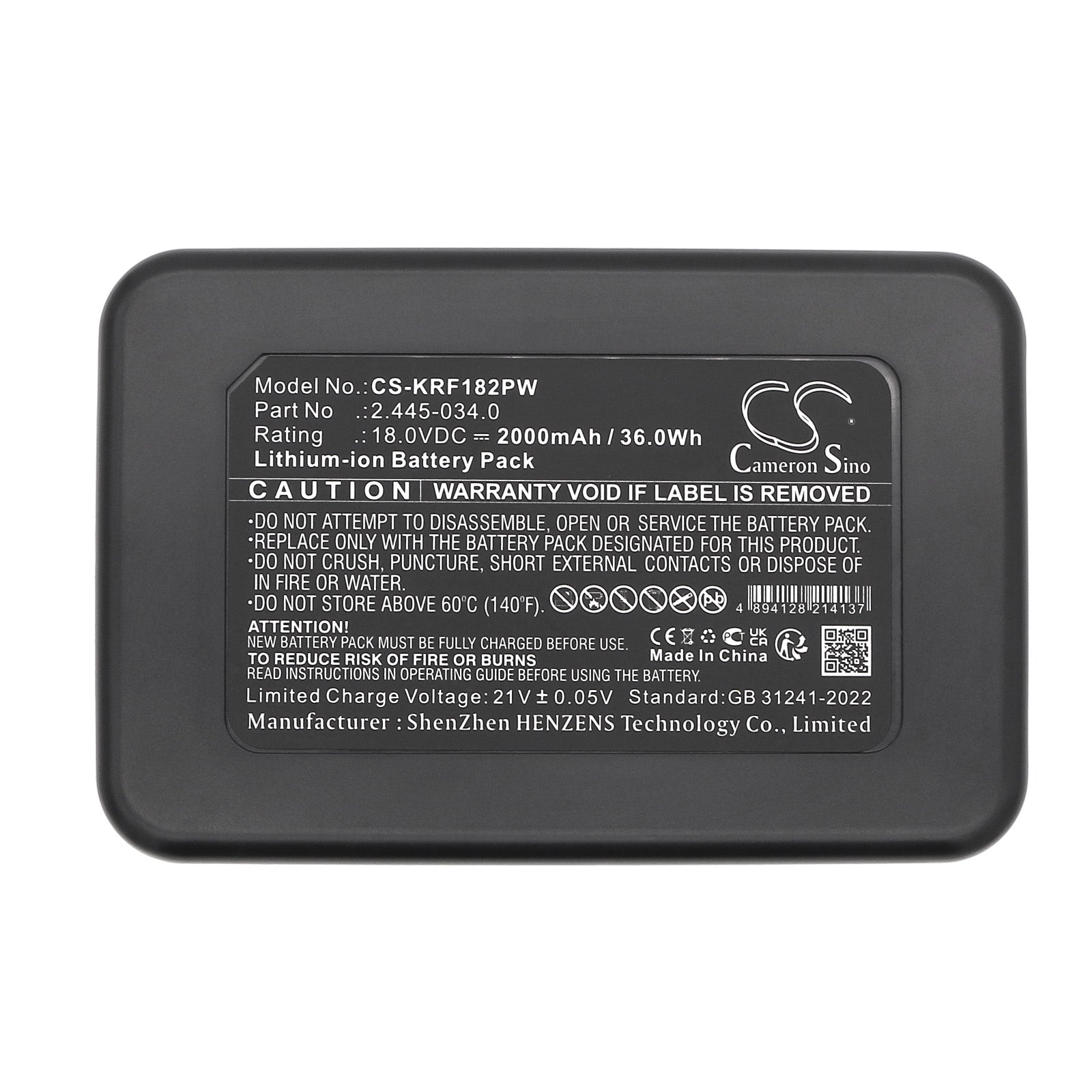 18V, Li-ion, 2000mAh, Battery fits Karcher 14442420, 18-36 Cordless 18V Push Lawnmower, 36Wh Gardening Tools Cameron Sino Technology Limited