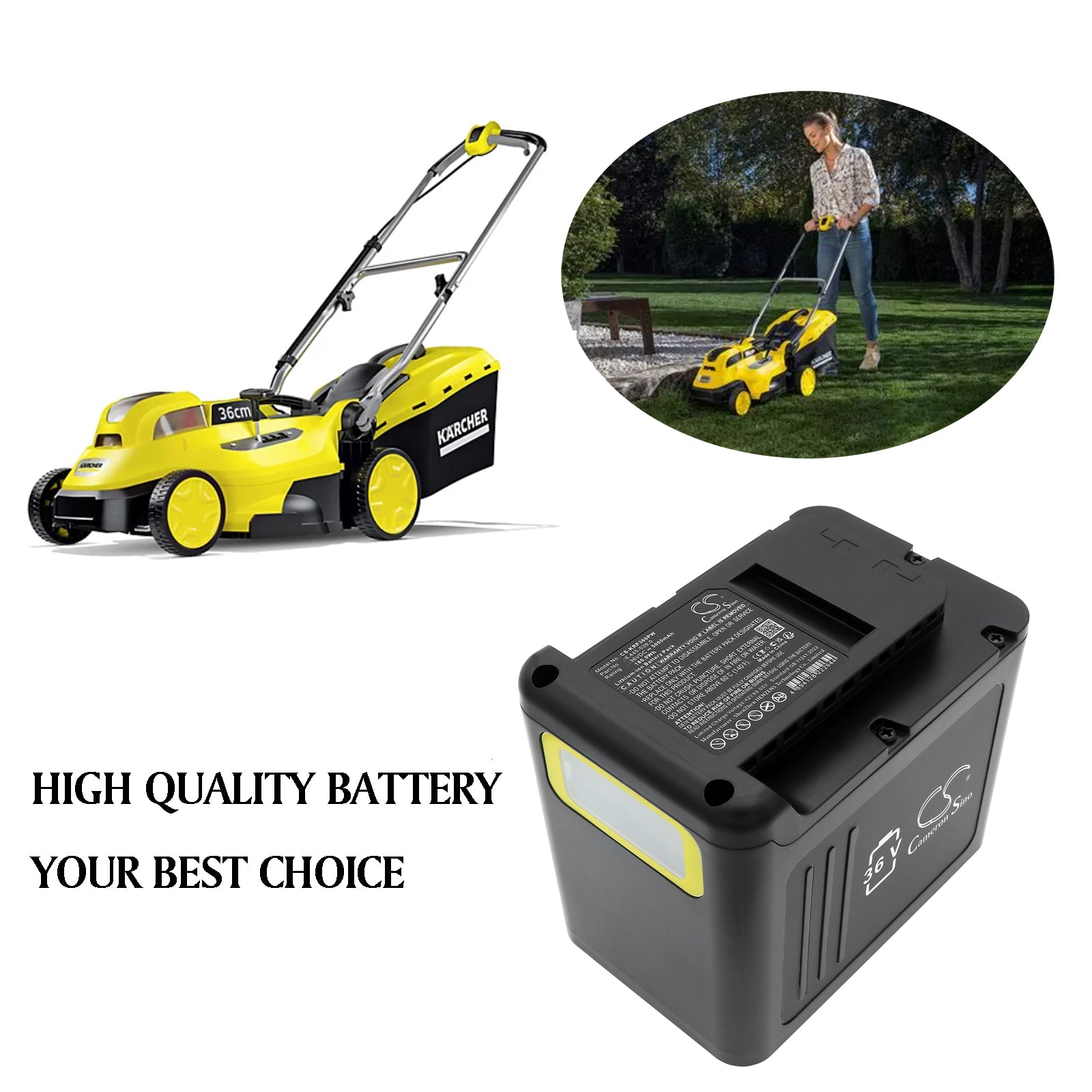 36V, Li-ion, 5000mAh, Battery fits Karcher Cordless lawn mower LMO 36-40, Cordless lawn mower LMO 36-46, 180Wh Gardening Tools Cameron Sino Technology Limited