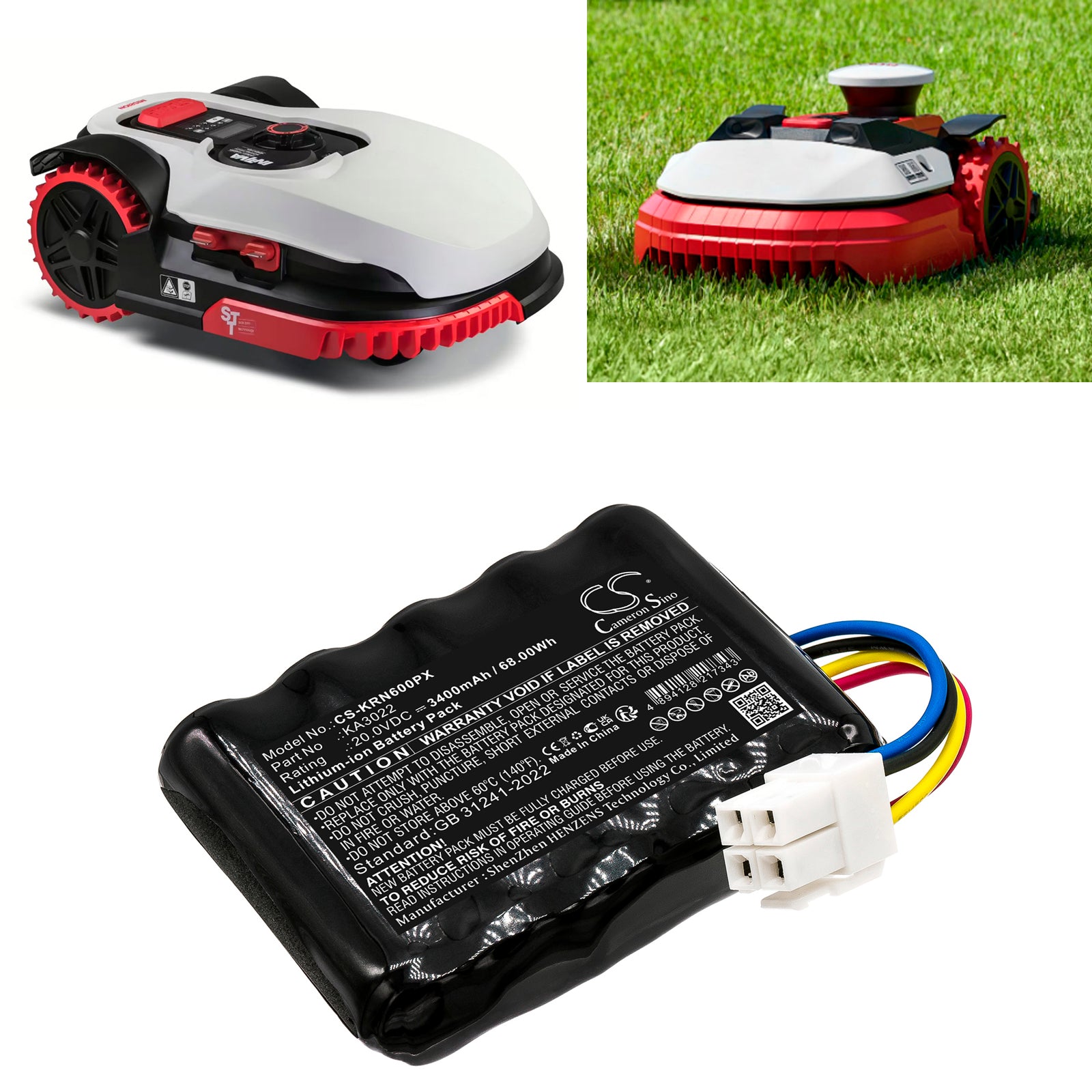 20V, Li-ion, 3400mAh, Battery fits Kress Mission, Mission KR100 Nano, 68Wh Lawn Mowers Cameron Sino Technology Limited