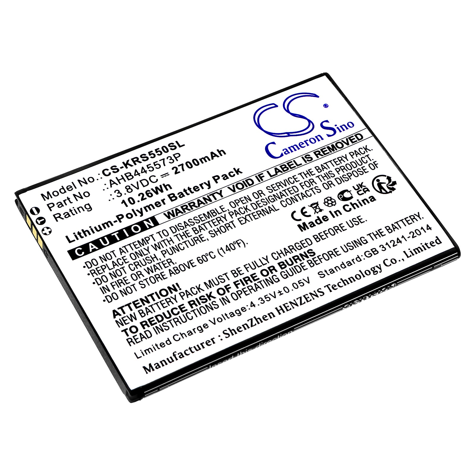 Li-Polymer, Mobile, SmartPhone Battery fits Konrow Easy K55, Sweet 55, 3.8V, 2700mAh Mobile, SmartPhone Cameron Sino Technology Limited