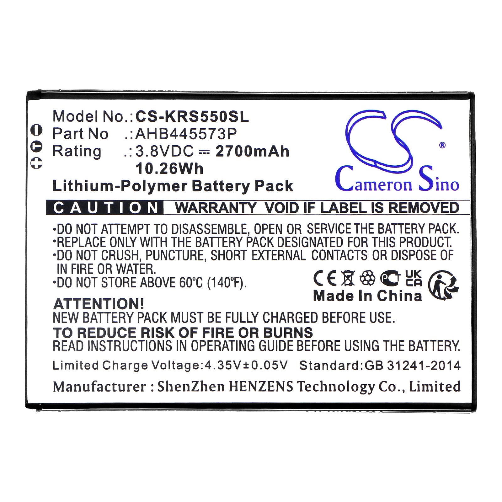 Li-Polymer, Mobile, SmartPhone Battery fits Konrow Easy K55, Sweet 55, 3.8V, 2700mAh Mobile, SmartPhone Cameron Sino Technology Limited
