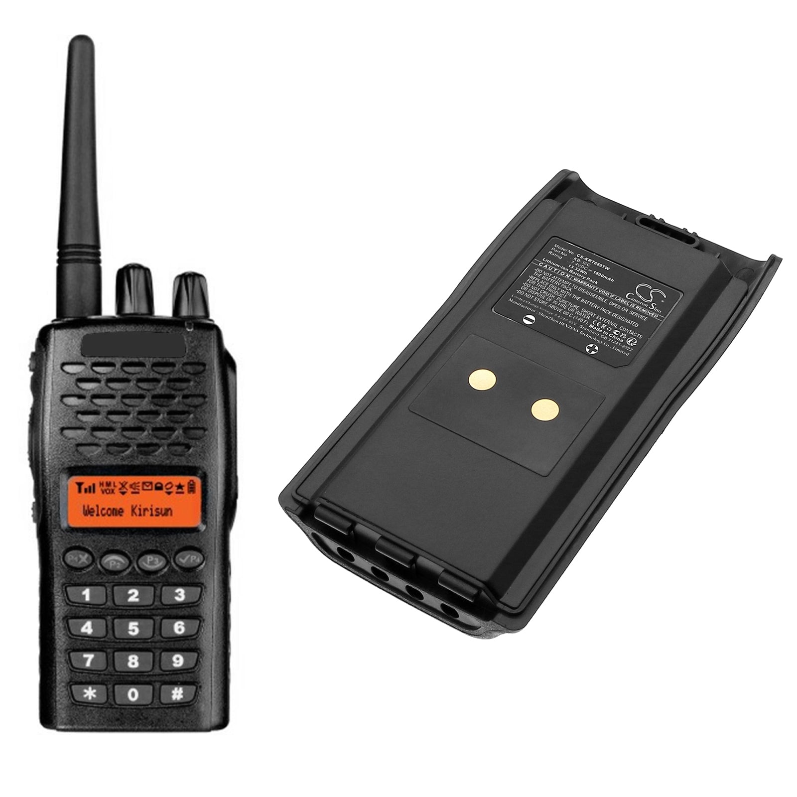 7.4V, Li-ion, 1800mAh, Battery fits Kirisun PT-6500, PT-6800, 13.32Wh Two-Way Radio Cameron Sino Technology Limited