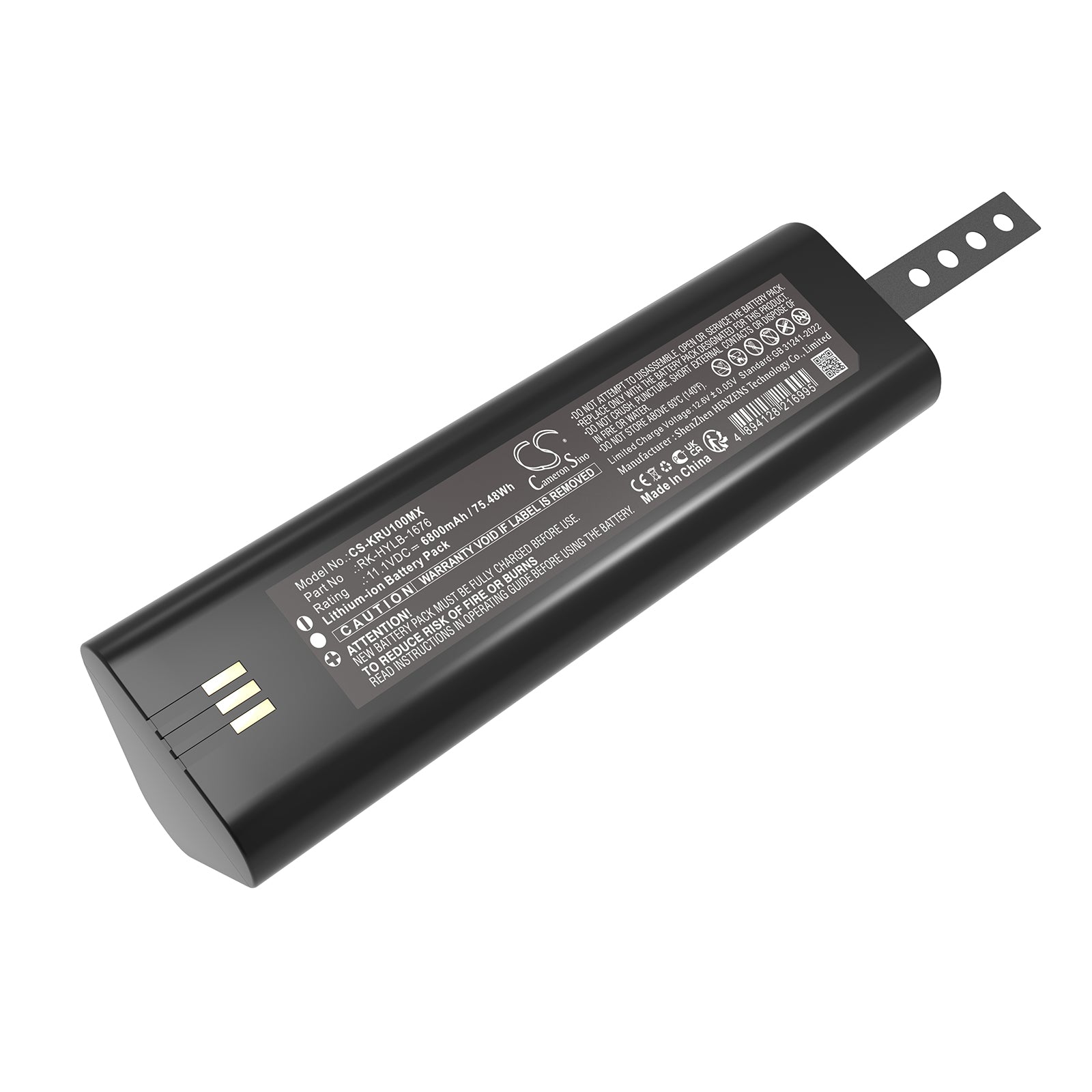 11.1V, Li-ion, 6800mAh, Battery fits KAIXIN RKU10, RKU10 veterinary ultrasound machine, 75.48Wh Medical Cameron Sino Technology Limited