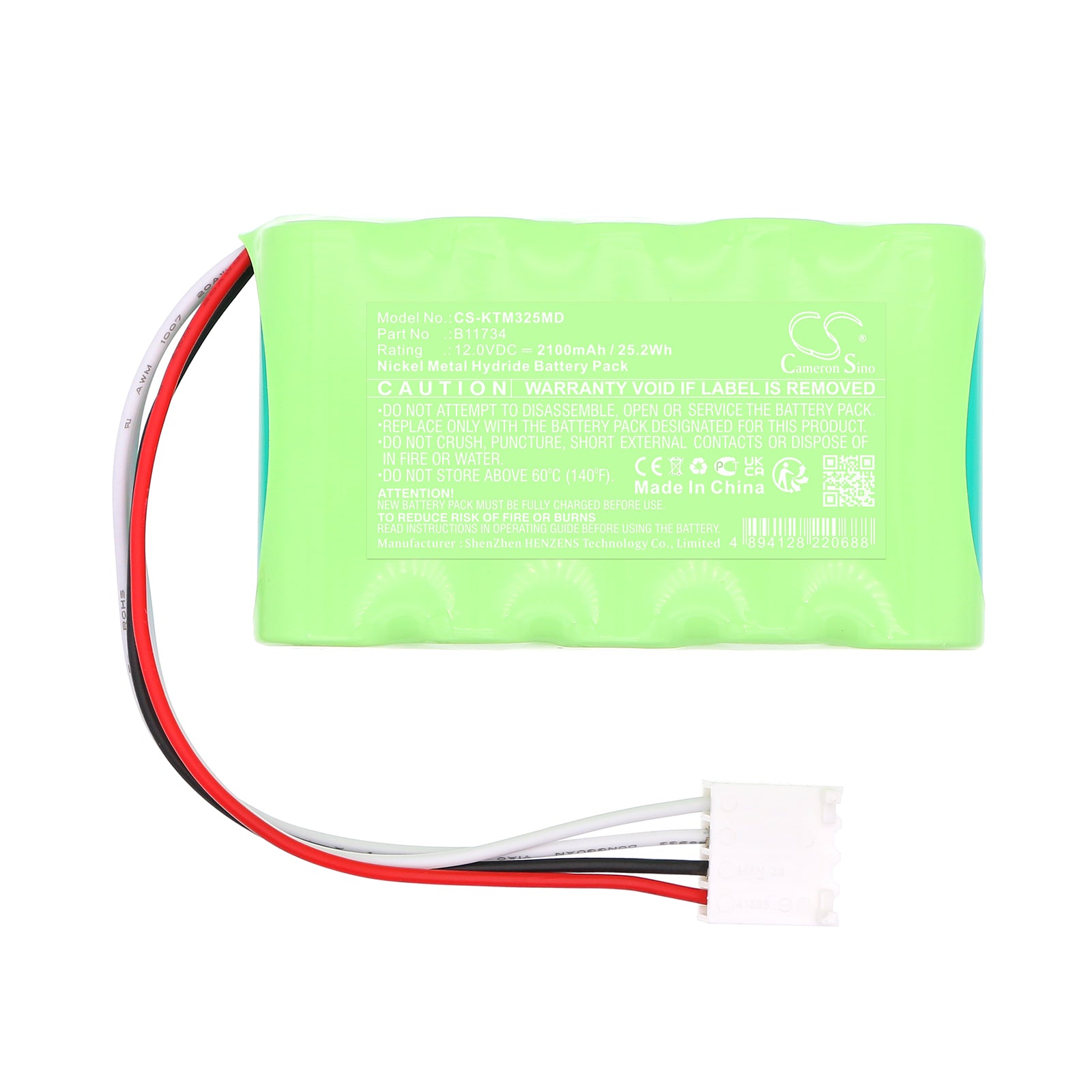 12V, Ni-MH, 2100mAh, Battery fits KCI Info VAC Therapy Unit, VAC Freedom Therapy Unit, 25.2Wh Medical Cameron Sino Technology Limited