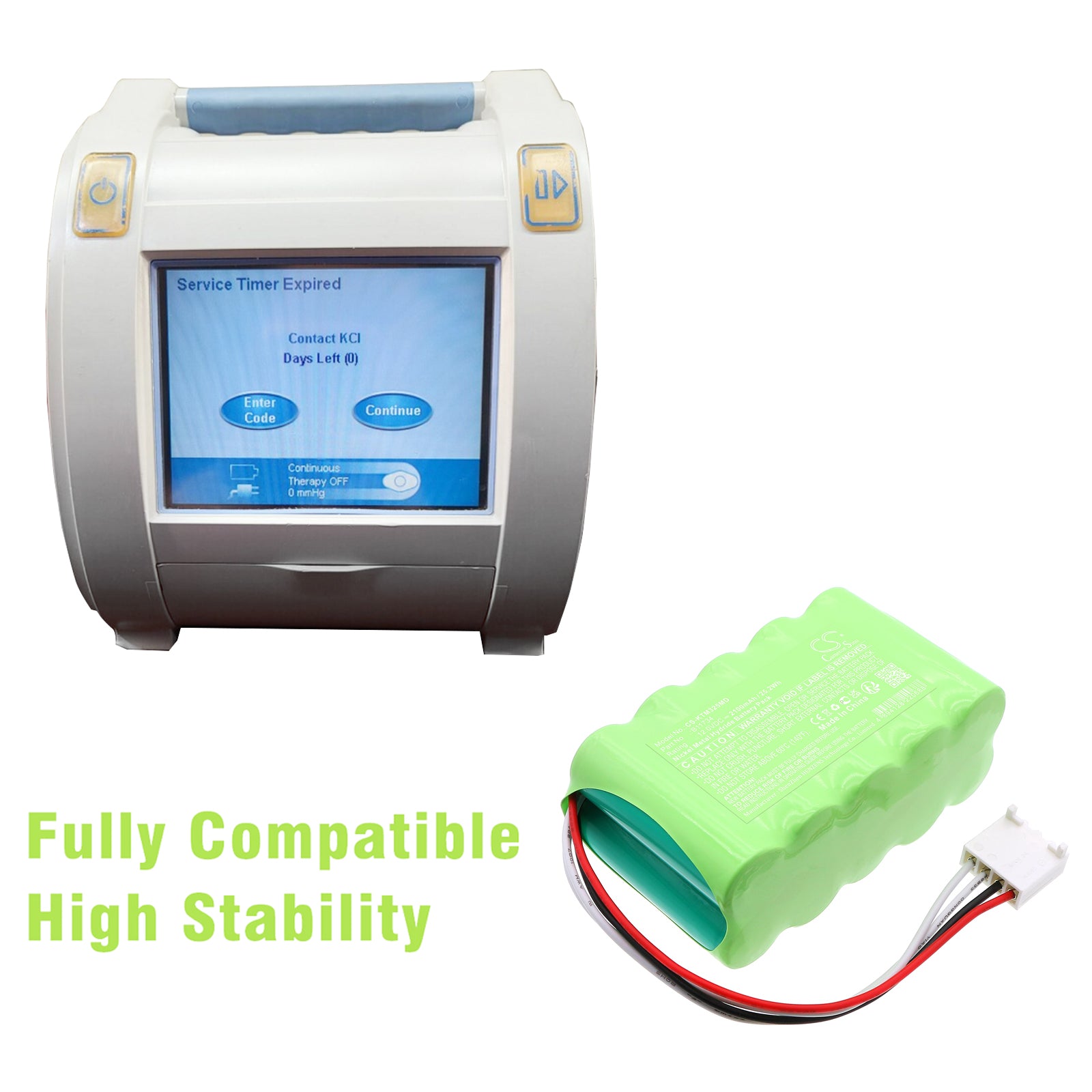 12V, Ni-MH, 2100mAh, Battery fits KCI Info VAC Therapy Unit, VAC Freedom Therapy Unit, 25.2Wh Medical Cameron Sino Technology Limited