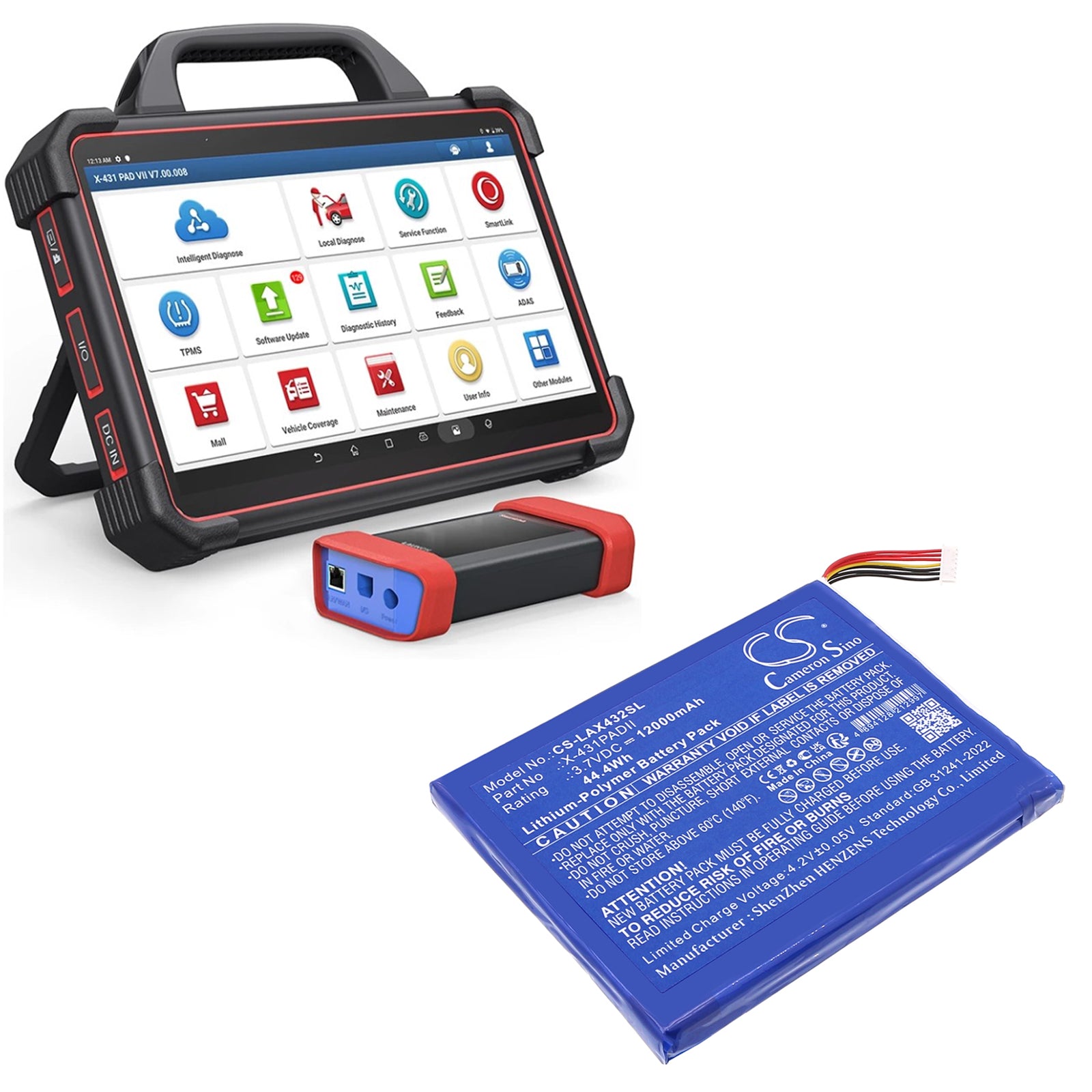 3.7V, Li-Polymer, 12000mAh, Battery fits Launch Diagnostic Scanner X431 Pad 2, Diagnostic Scanner X431 Pad II, 44.4Wh Diagnostic Scanner Cameron Sino Technology Limited