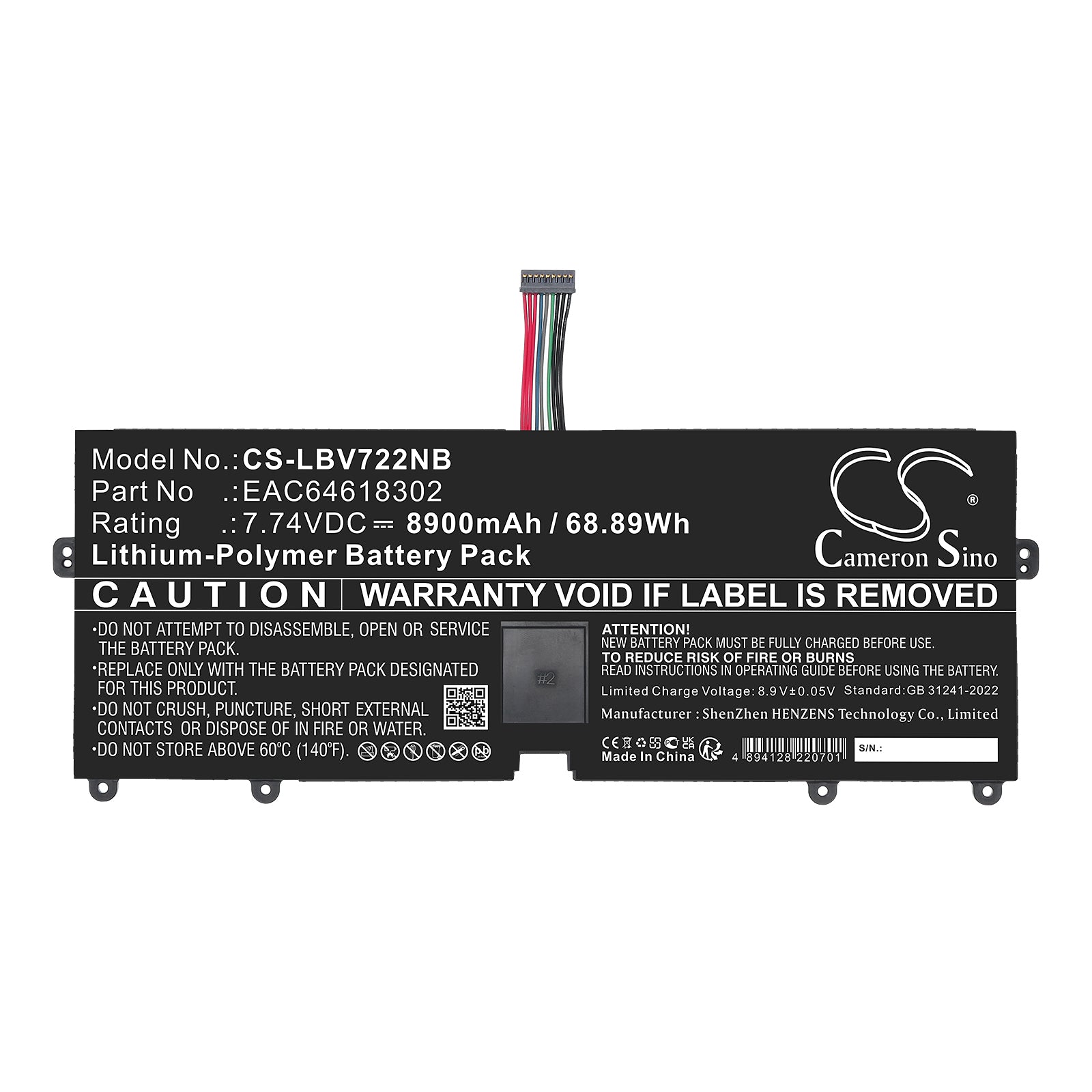 7.74V, Li-Polymer, 8900mAh, Battery fits LG 15Z90N, 15Z90P, 68.89Wh Notebook, Laptop Cameron Sino Technology Limited