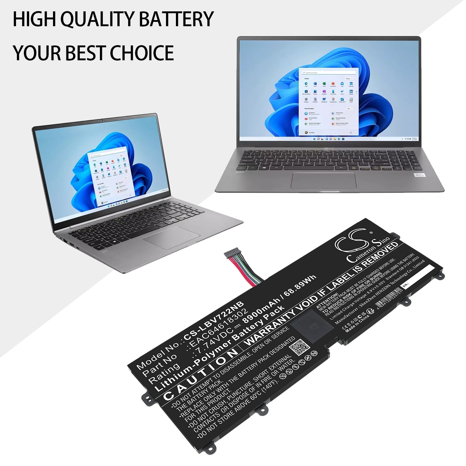 7.74V, Li-Polymer, 8900mAh, Battery fits LG 15Z90N, 15Z90P, 68.89Wh Notebook, Laptop Cameron Sino Technology Limited