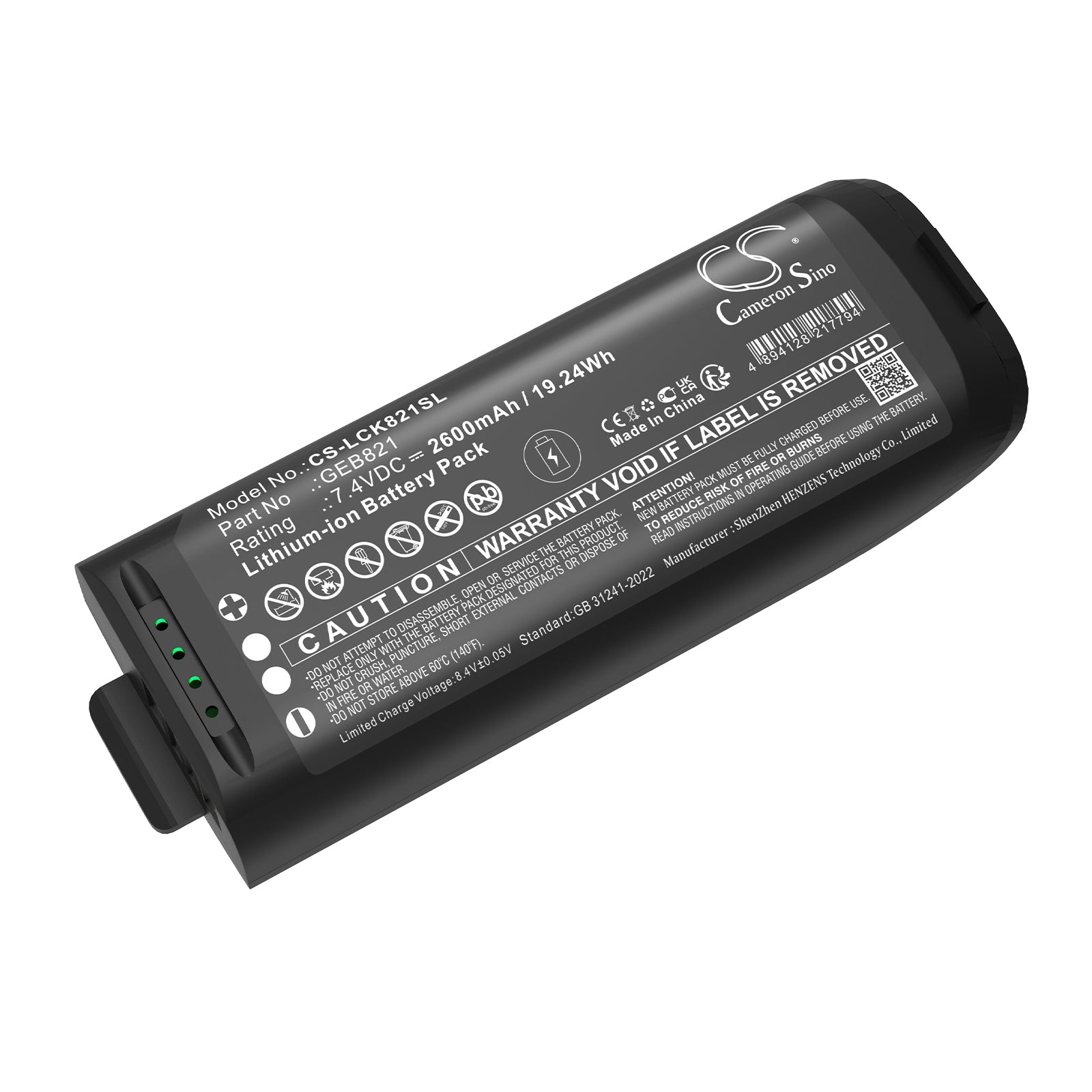 7.4V, Li-ion, 2600mAh, Battery fits Leica BLK2GO, BLK2GO Handheld Imaging Laser Scanner, 19.24Wh Equipment, Survey, Test Cameron Sino Technology Limited