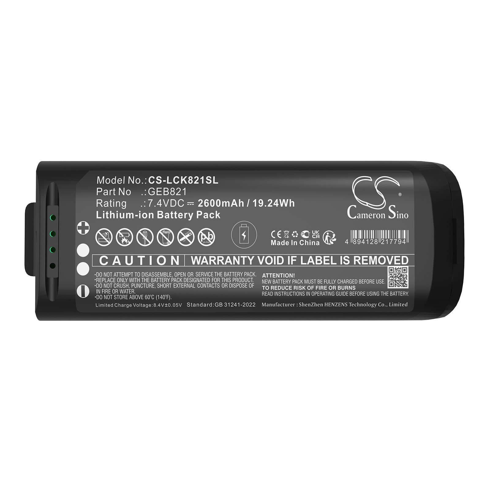 7.4V, Li-ion, 2600mAh, Battery fits Leica BLK2GO, BLK2GO Handheld Imaging Laser Scanner, 19.24Wh Equipment, Survey, Test Cameron Sino Technology Limited