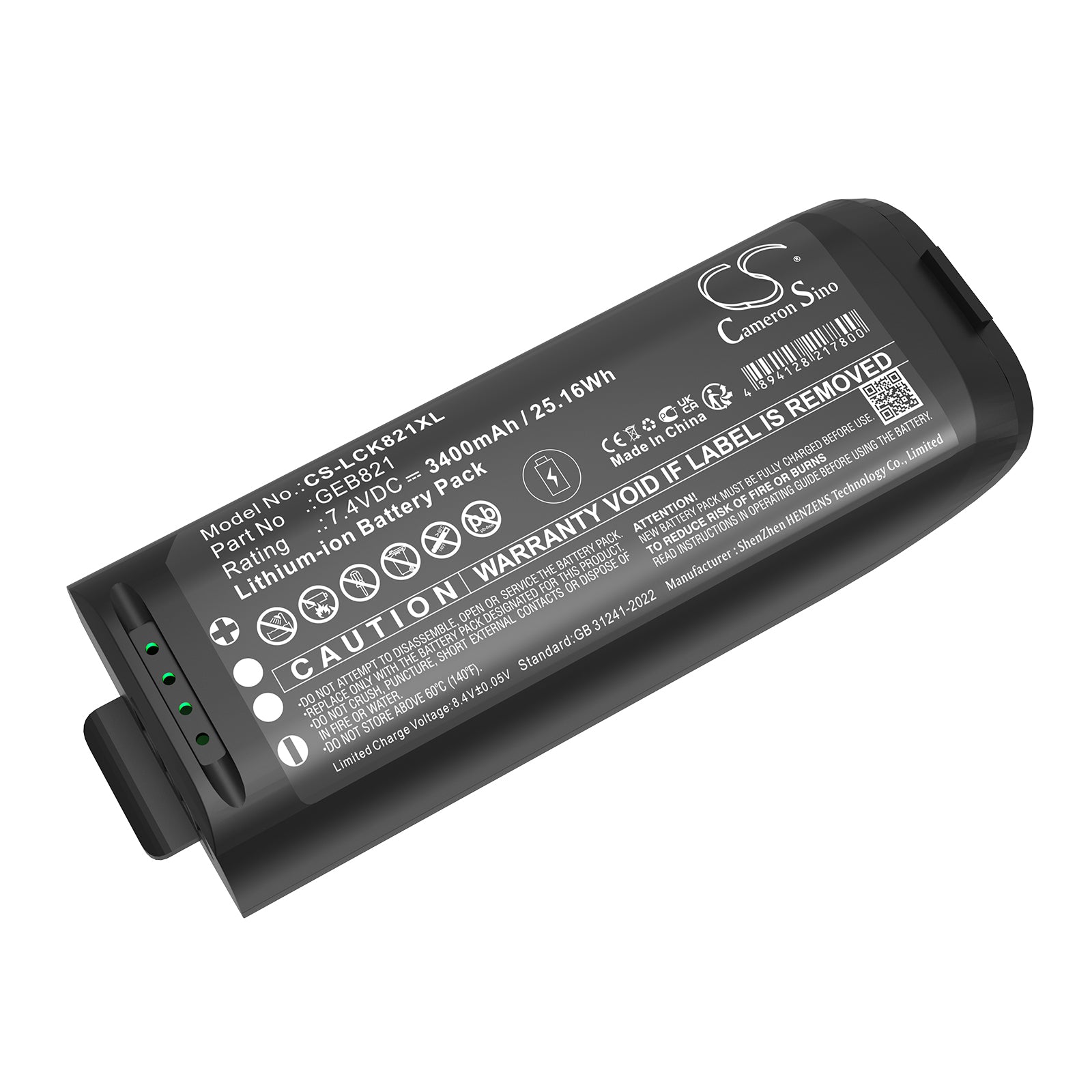7.4V, Li-ion, 3400mAh, Battery fits Leica BLK2GO, BLK2GO Handheld Imaging Laser Scanner, 25.16Wh Equipment, Survey, Test Cameron Sino Technology Limited
