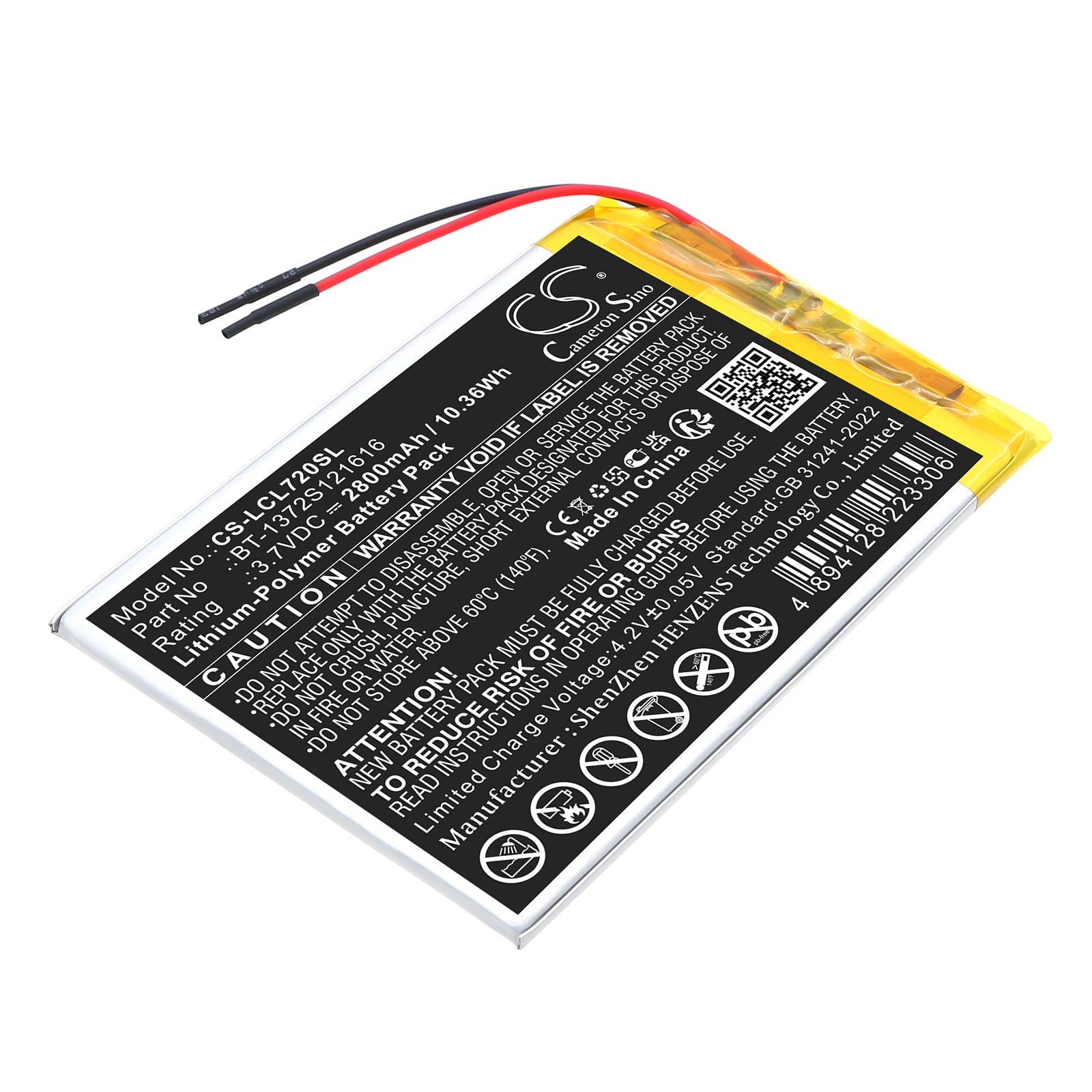 3.7V, Li-Polymer, 2800mAh, Battery fits Polaroid MIDS747PXE, MIDS747PXE52 | Logicom La tab 72, 10.36Wh Tablet Cameron Sino Technology Limited