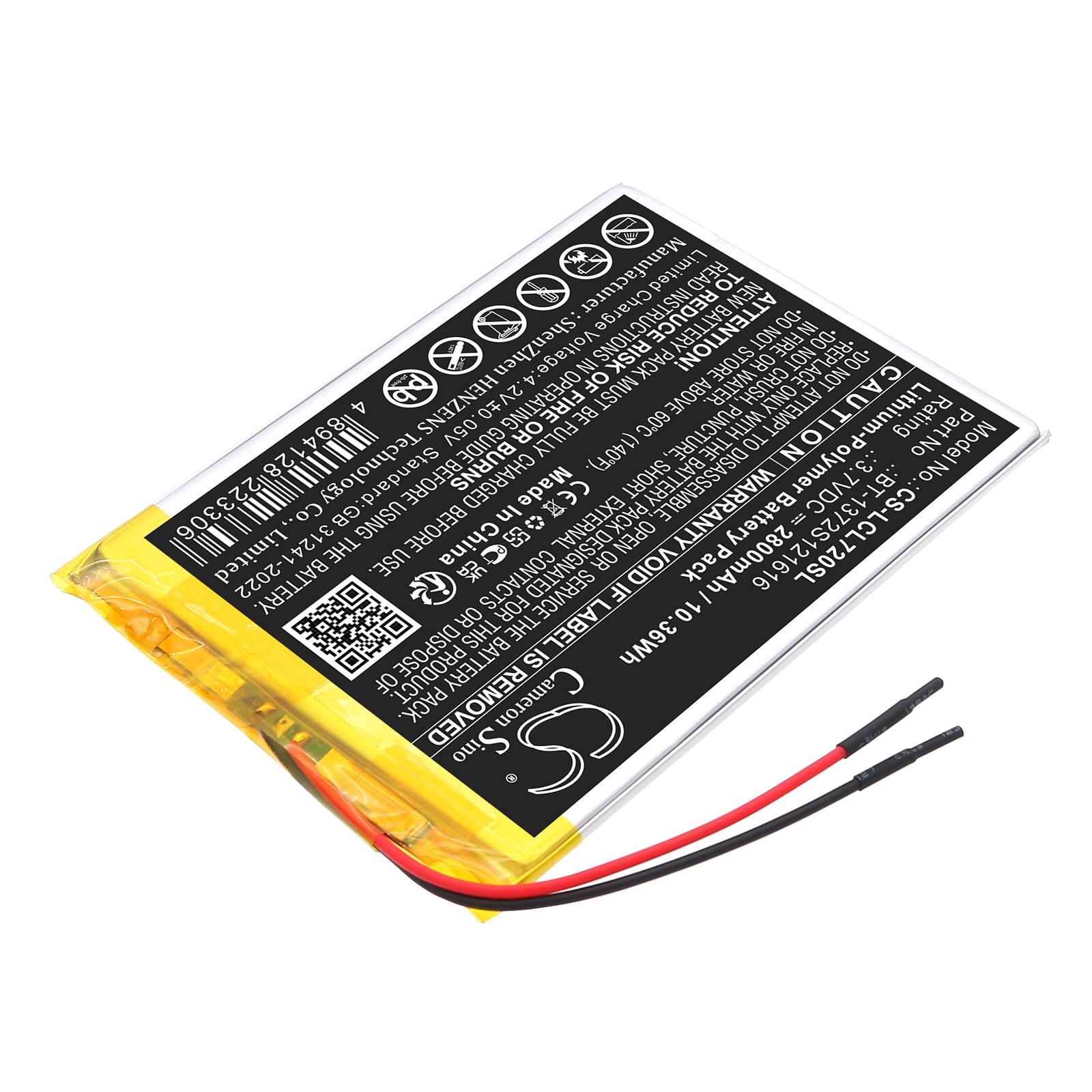 3.7V, Li-Polymer, 2800mAh, Battery fits Polaroid MIDS747PXE, MIDS747PXE52 | Logicom La tab 72, 10.36Wh Tablet Cameron Sino Technology Limited