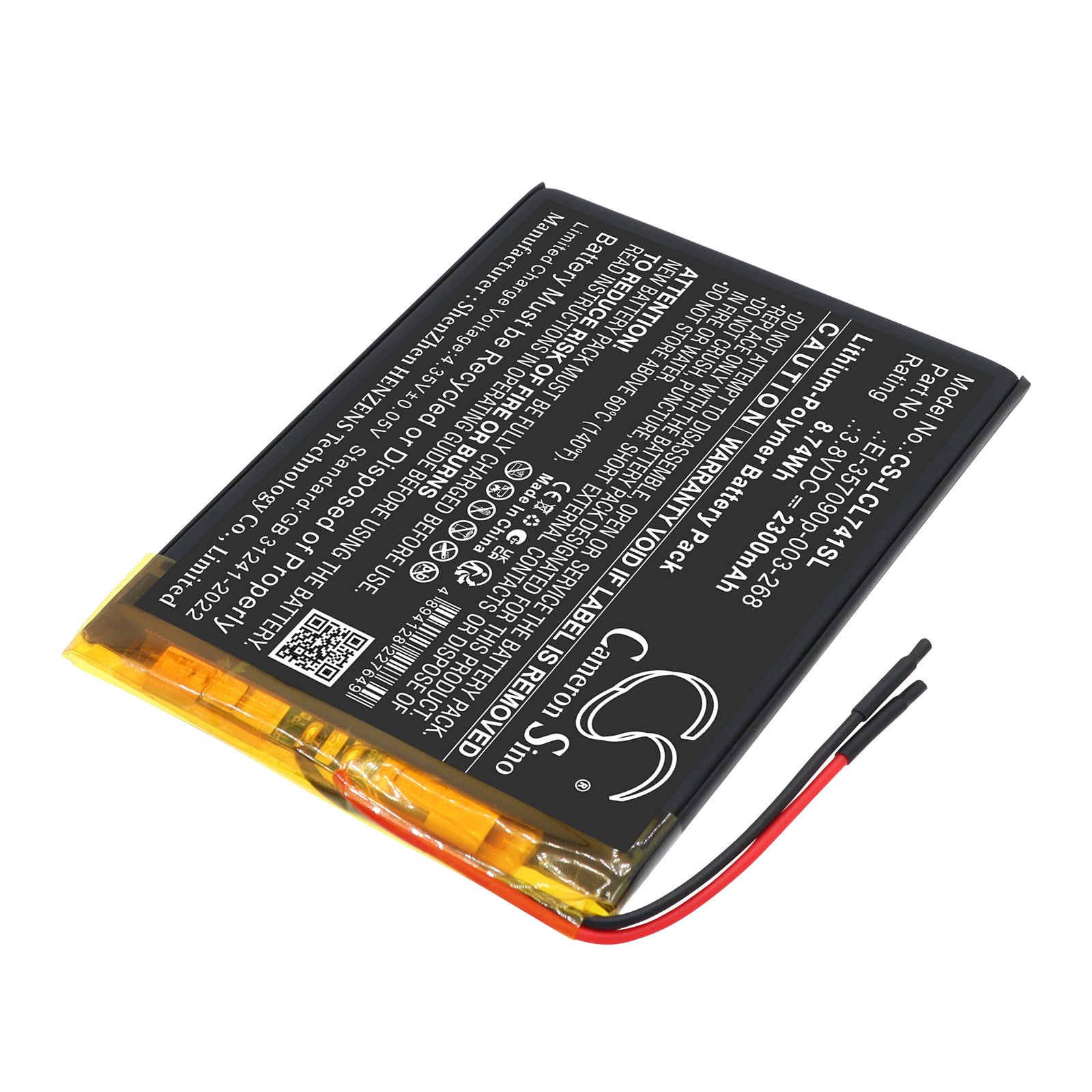 3.8V, Li-Polymer, 2300mAh, Battery fits Logicom L-ement Tab 741, 8.74Wh Mobile, SmartPhone Cameron Sino Technology Limited