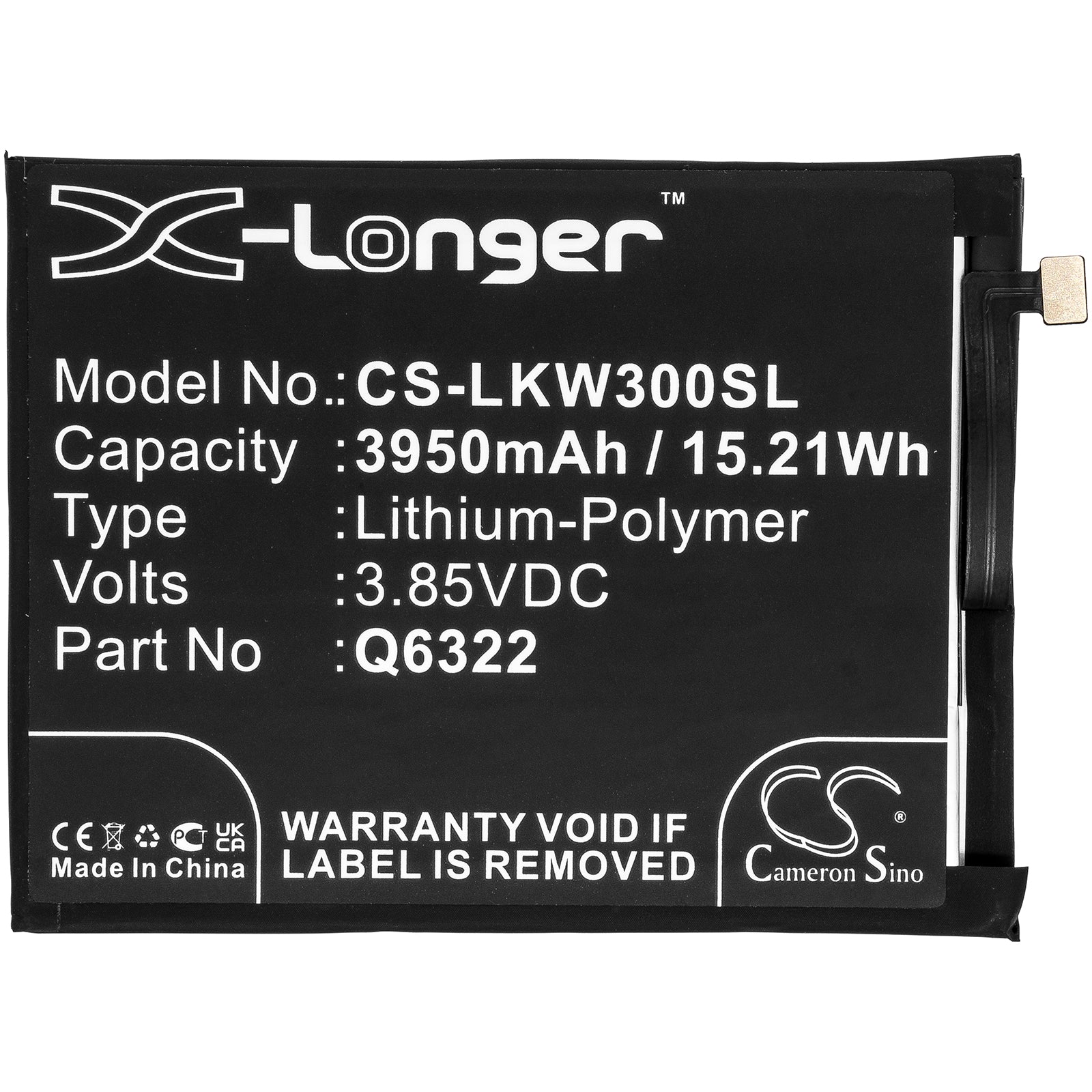 Li-Polymer, Mobile, SmartPhone Battery fits Lg W30, 3.85V, 3950mAh Mobile, SmartPhone Cameron Sino Technology Limited