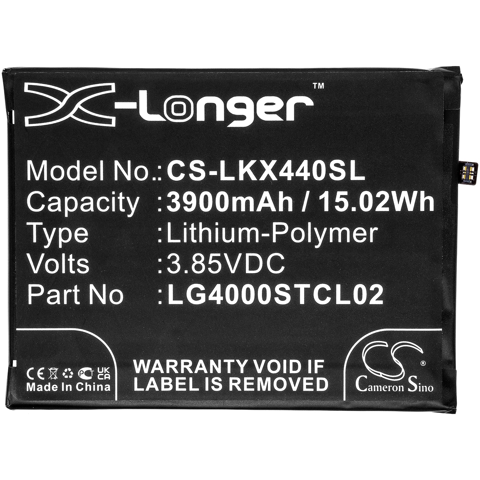 Li-Polymer, Mobile, SmartPhone Battery fits Lg Lmx440im, W30 2019, 3.85V, 3900mAh Mobile, SmartPhone Cameron Sino Technology Limited