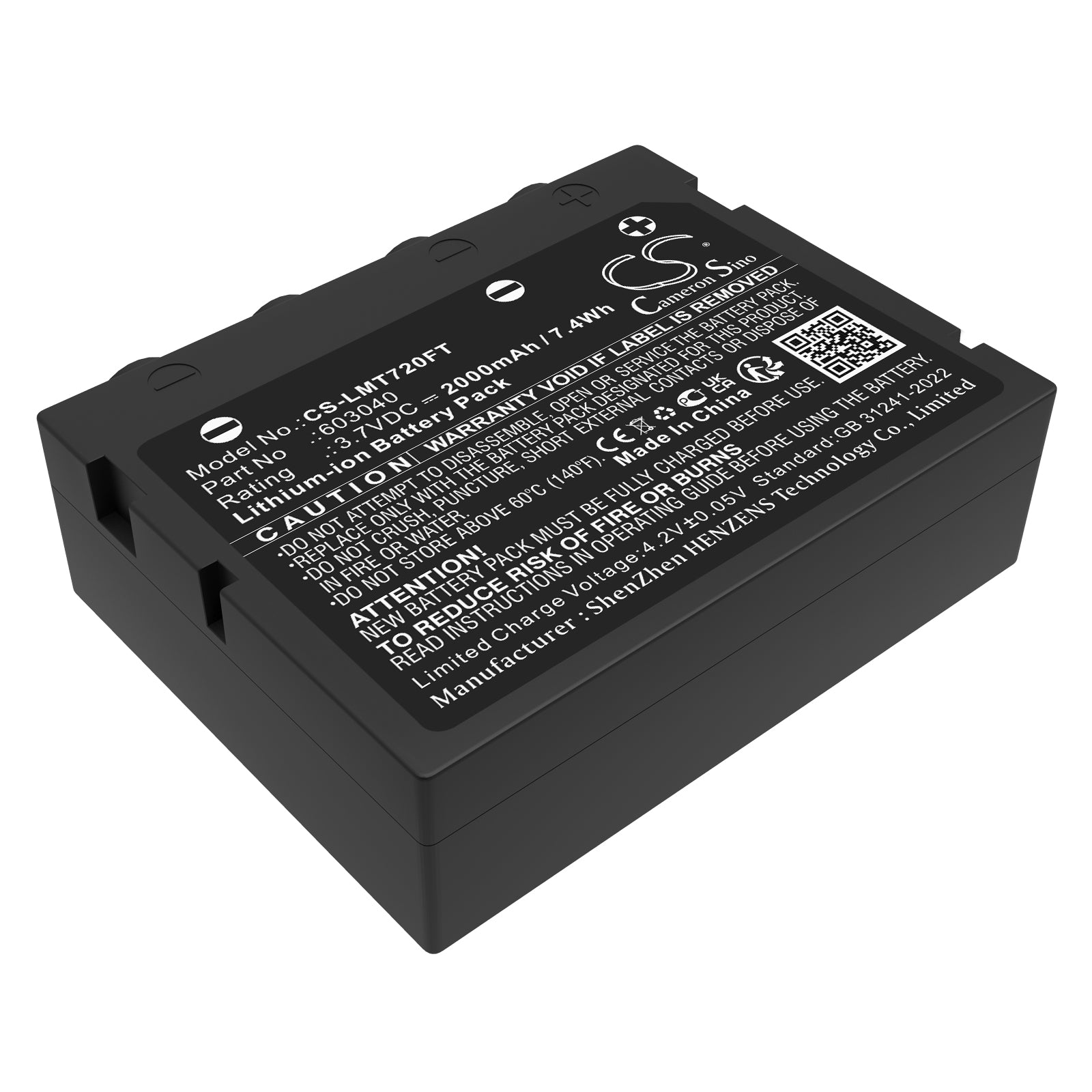 3.7V, Li-ion, 2000mAh, Battery fits Ledlenser H7 SE, H7R, 7.4Wh Flashlight Cameron Sino Technology Limited