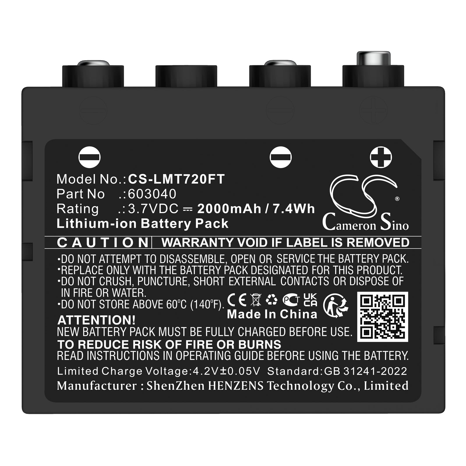 3.7V, Li-ion, 2000mAh, Battery fits Ledlenser H7 SE, H7R, 7.4Wh Flashlight Cameron Sino Technology Limited