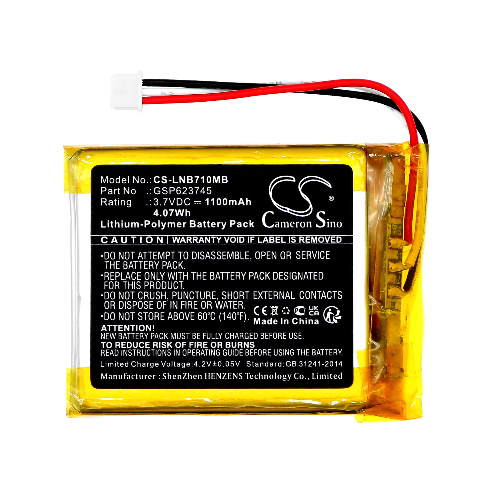 Li-Polymer, BabyPhone Battery fits Lionelo Babyline 7.1, 3.7V, 1100mAh BabyPhone Cameron Sino Technology Limited