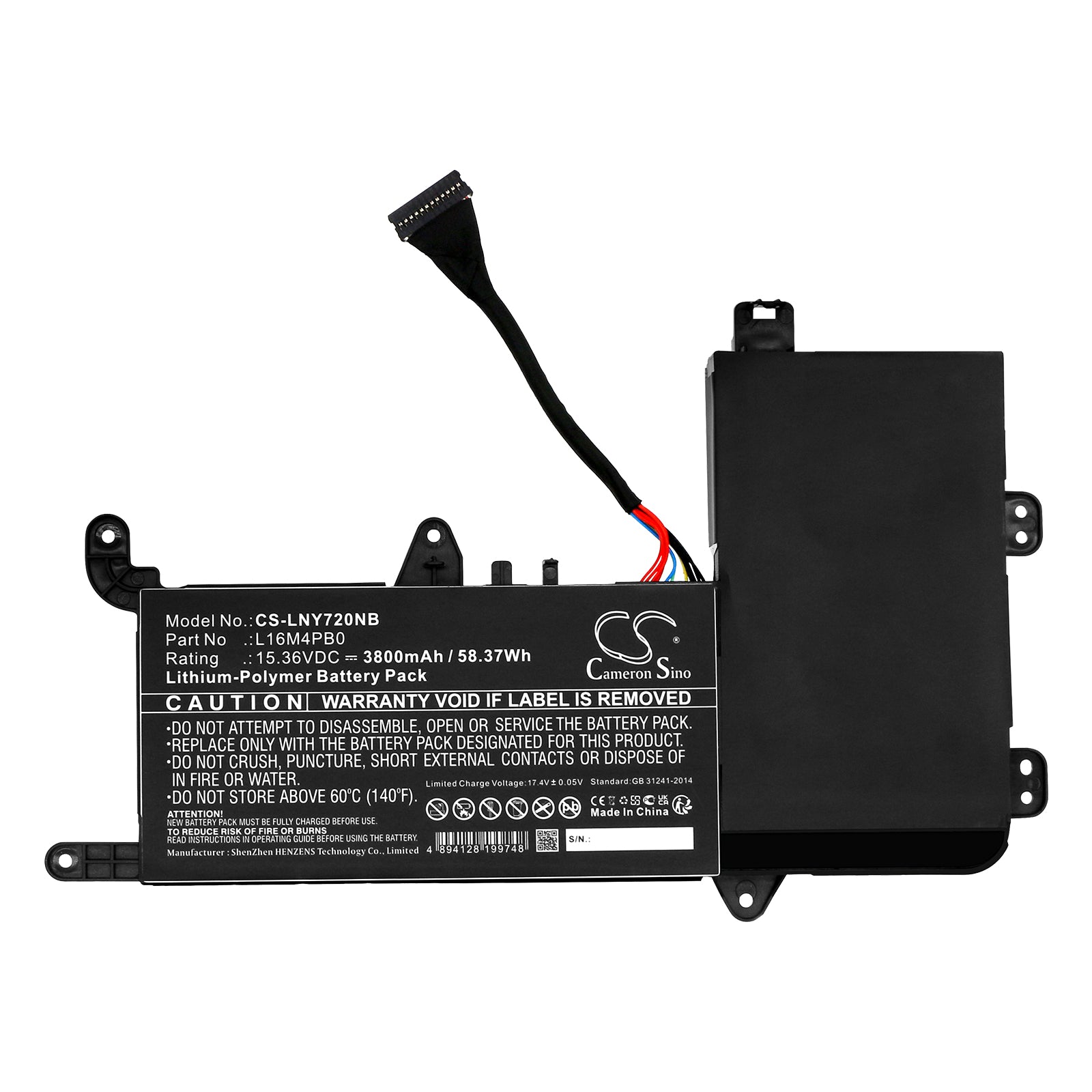 Li-Polymer, Notebook, Laptop Battery fits Lenovo Legion Y720 15ikb 80vr002emh, Legion Y720 15ikb 80vr007vau, 15.36V, 3800mAh Notebook, Laptop Cameron Sino Technology Limited