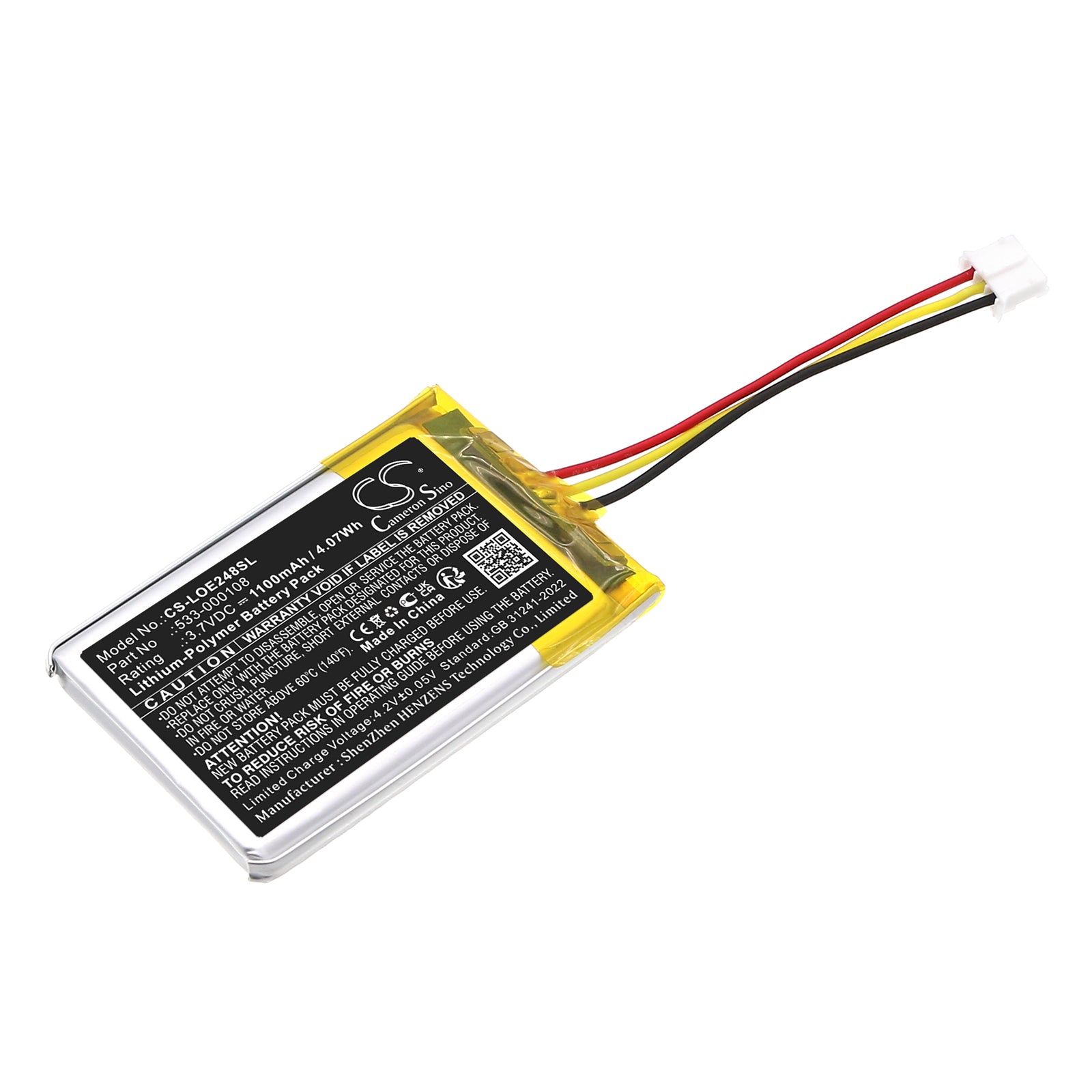 3.7V, Li-Polymer, 1100mAh, Battery fits Logitech 880-000248, 886-000015, 4.07Wh Speaker Cameron Sino Technology Limited