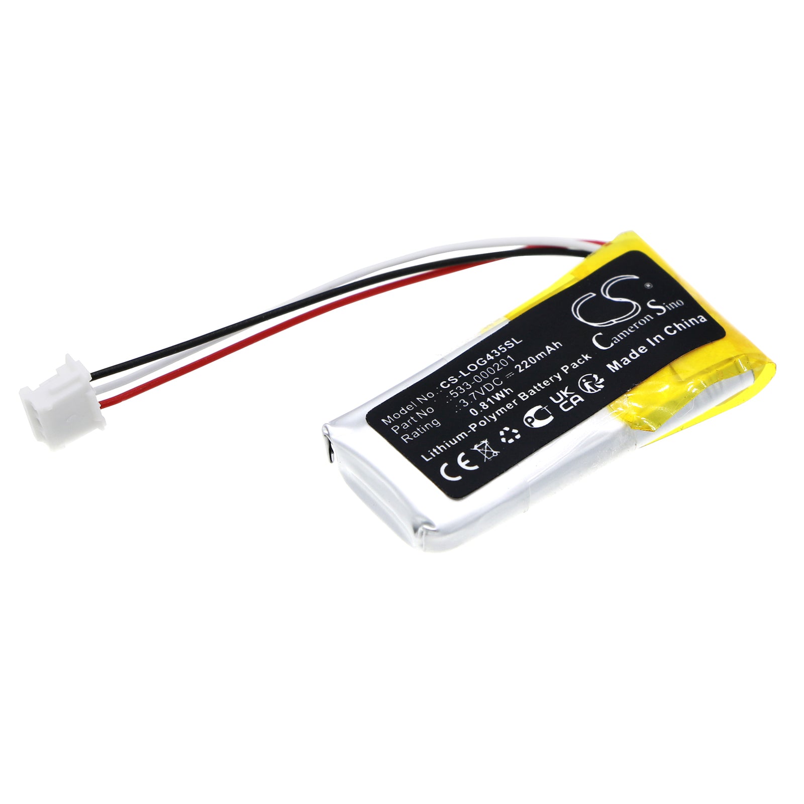 Li-Polymer, Wireless Headset Battery fits Logitech G435, 3.7V, 220mAh Wireless Headset Cameron Sino Technology Limited
