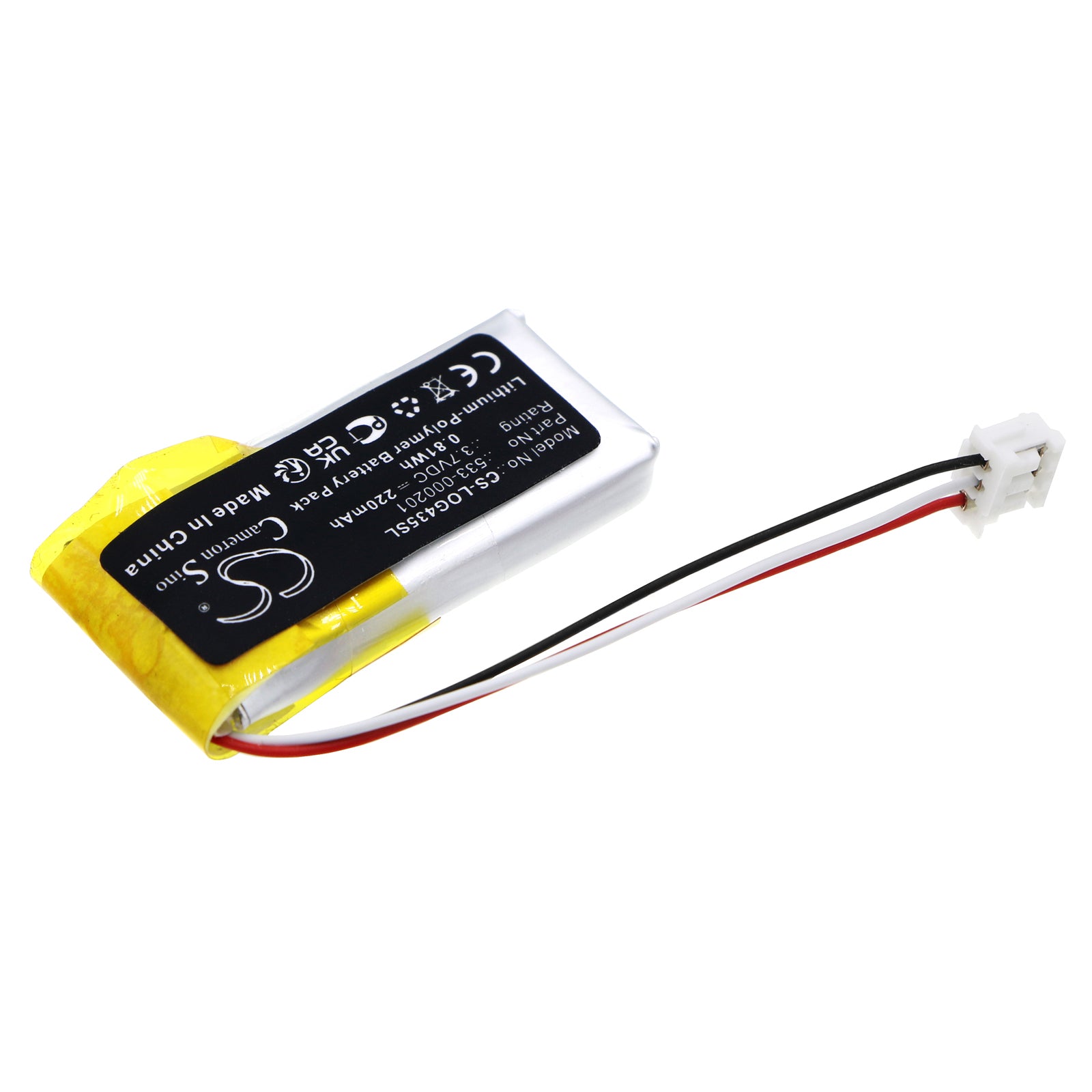 Li-Polymer, Wireless Headset Battery fits Logitech G435, 3.7V, 220mAh Wireless Headset Cameron Sino Technology Limited