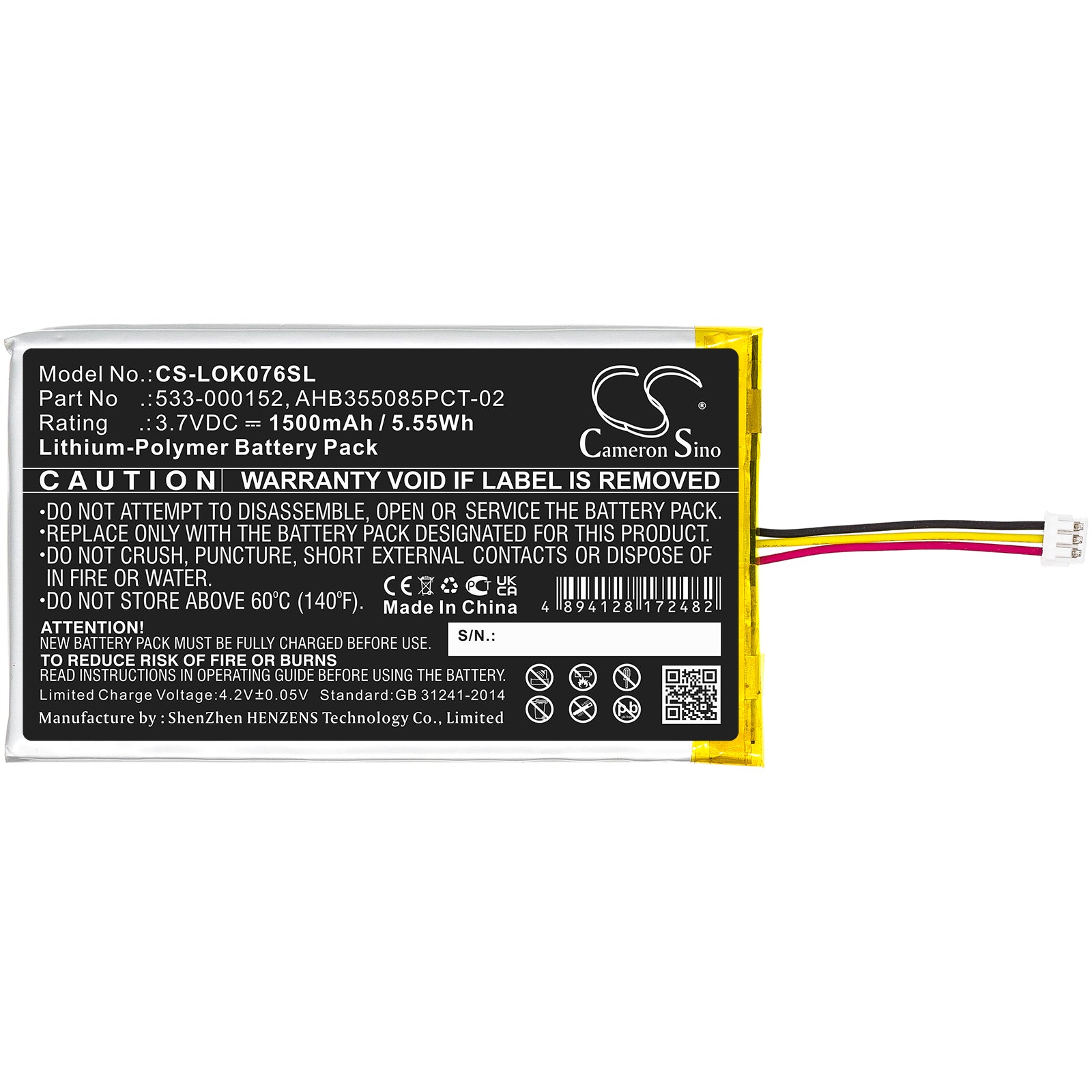 Li-Polymer, Keyboard,Mouse Battery fits Logitech G913, G913 Tkl, 3.7V, 1500mAh Keyboard,Mouse Cameron Sino Technology Limited