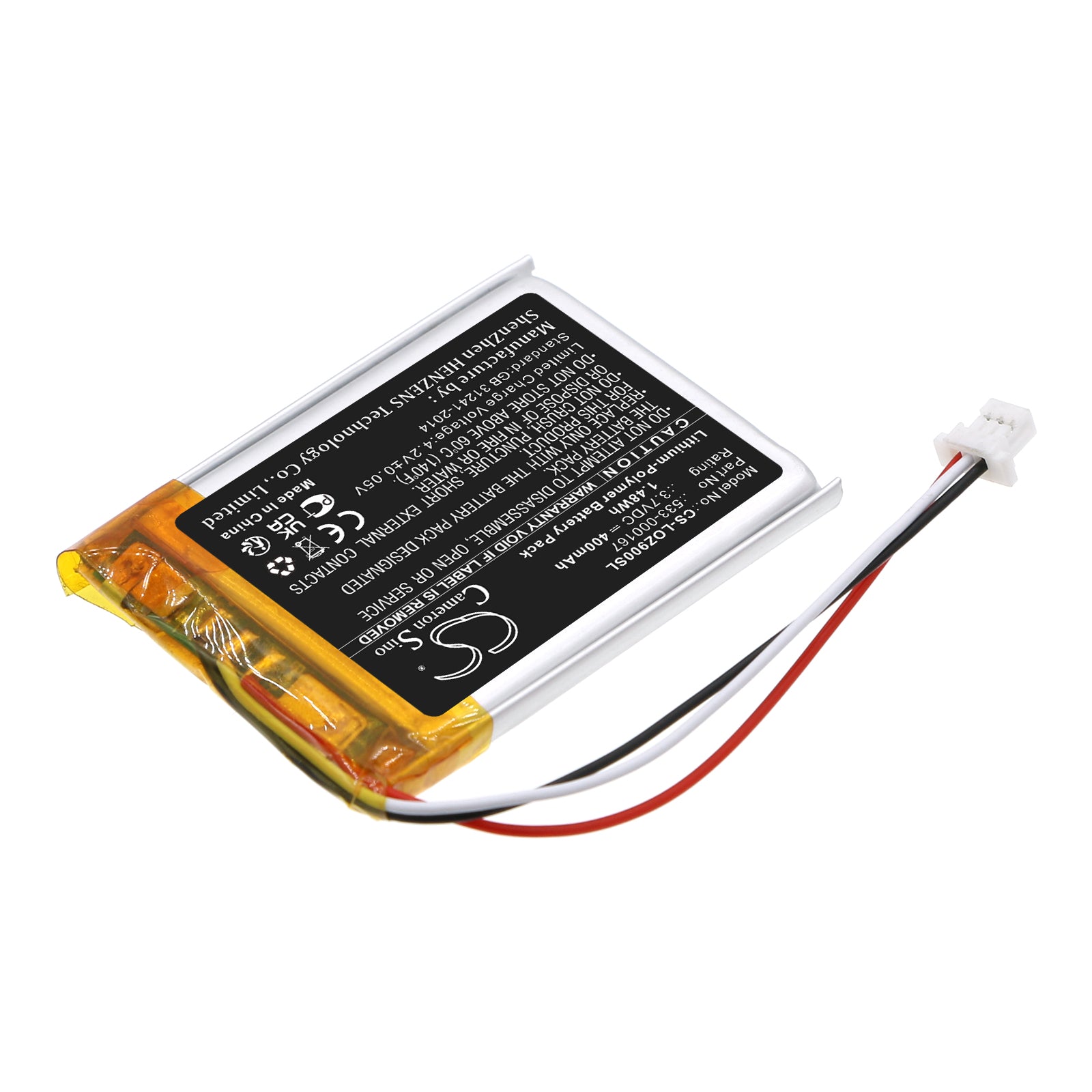 Li-Polymer, Wireless Headset Battery fits Logitech Zone 900, Zone, 3.7V, 400mAh Wireless Headset Cameron Sino Technology Limited