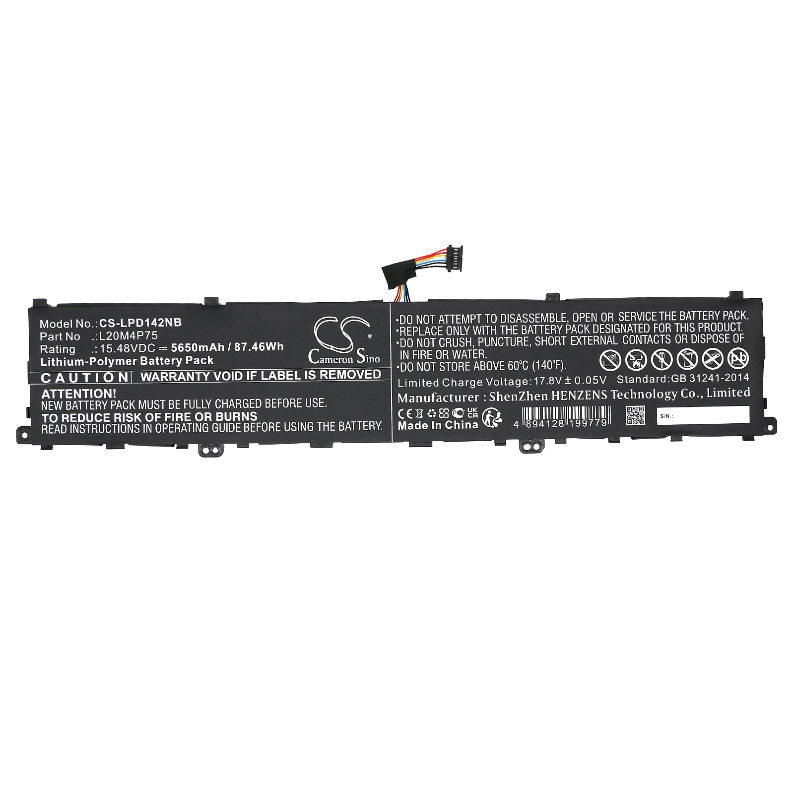 Li-Polymer, Notebook, Laptop Battery fits Lenovo Thinkpad P1 Gen 4 20y30002ix, Thinkpad P1 Gen 4 20y30005mb, 15.48V, 5650mAh Notebook, Laptop Cameron Sino Technology Limited