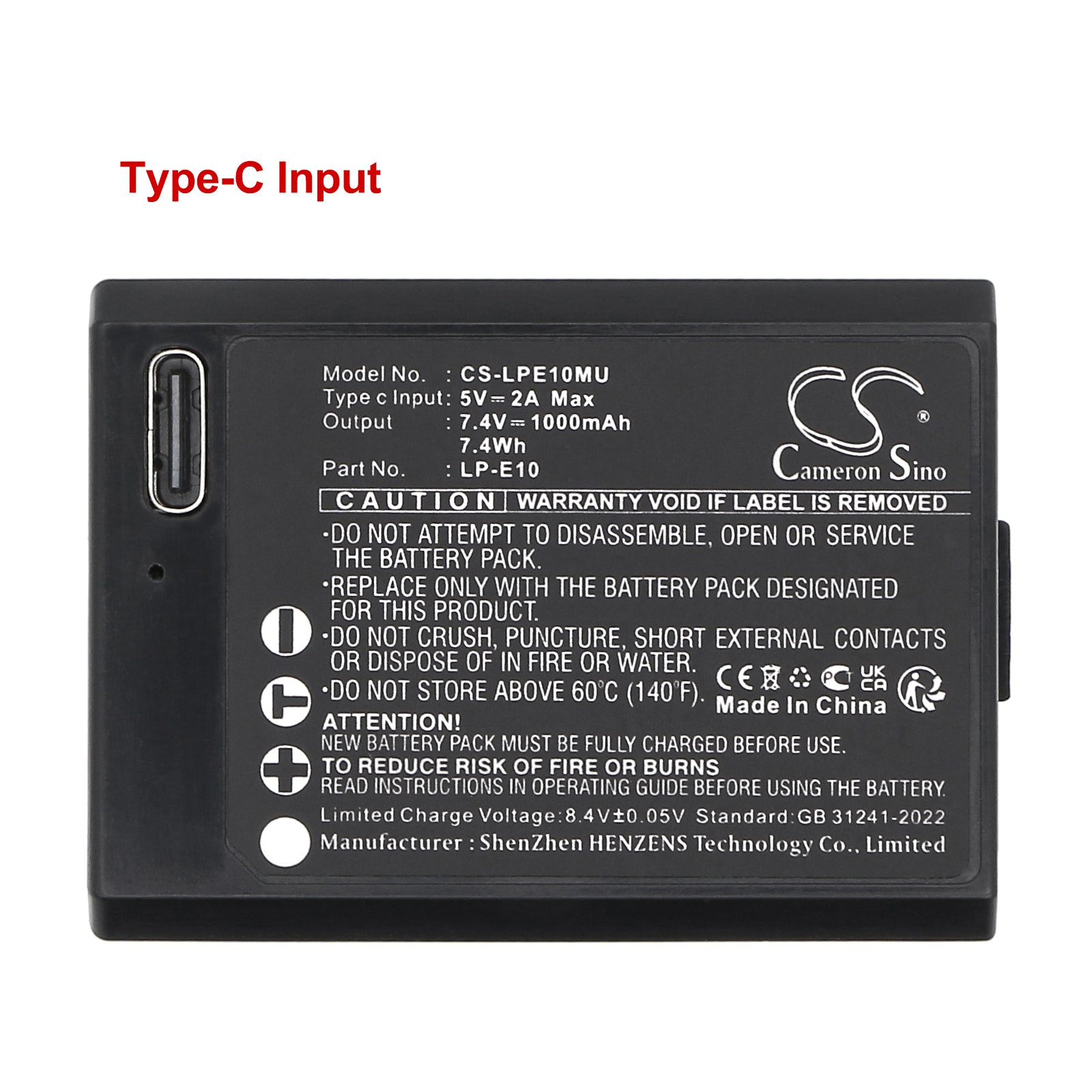 7.4V, Li-ion, 1000mAh, Battery fits Canon EOS 1100D, EOS KISS X50, 7.4Wh Camera Cameron Sino Technology Limited