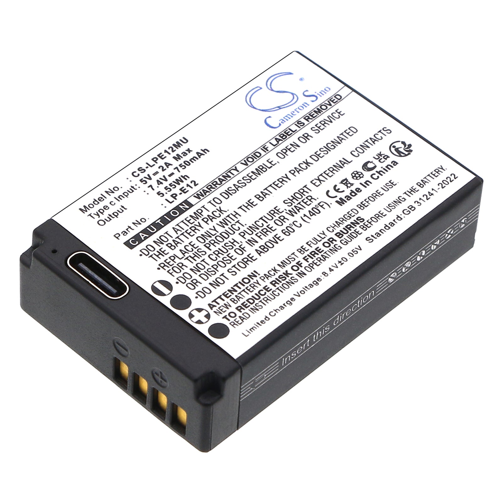 7.4V, Li-ion, 750mAh, Battery fits Canon EOS 100D, EOS Kiss X7, 5.55Wh Camera Cameron Sino Technology Limited