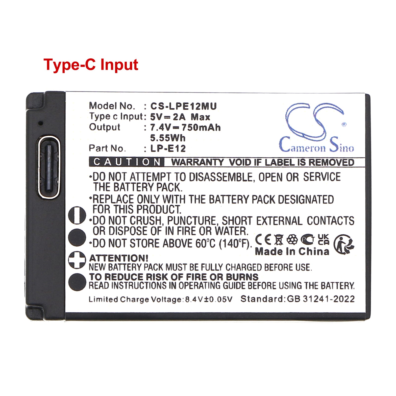 7.4V, Li-ion, 750mAh, Battery fits Canon EOS 100D, EOS Kiss X7, 5.55Wh Camera Cameron Sino Technology Limited