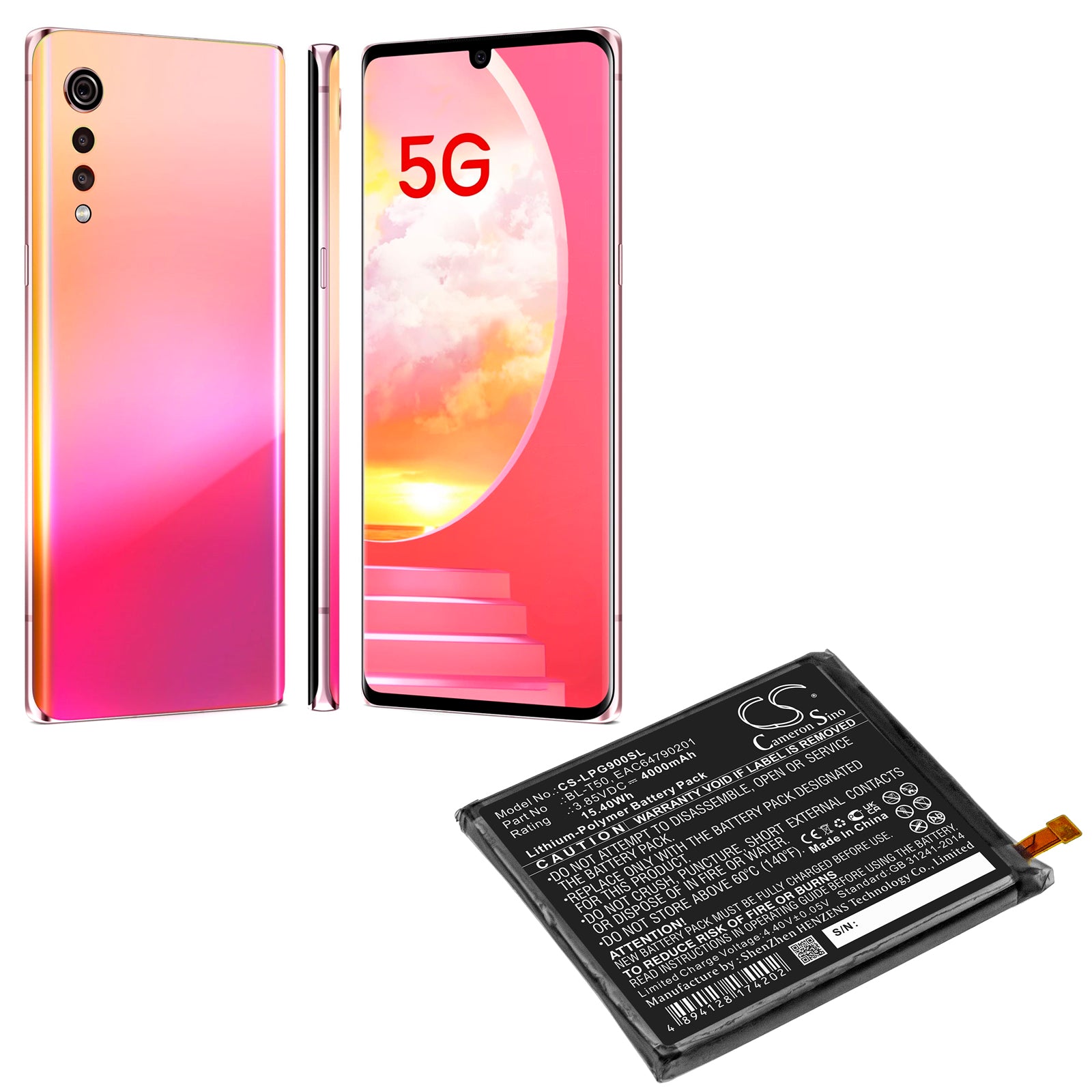 Li-Polymer, Mobile, SmartPhone Battery fits Lg G900b, G900em, 3.85V, 4000mAh Mobile, SmartPhone Cameron Sino Technology Limited