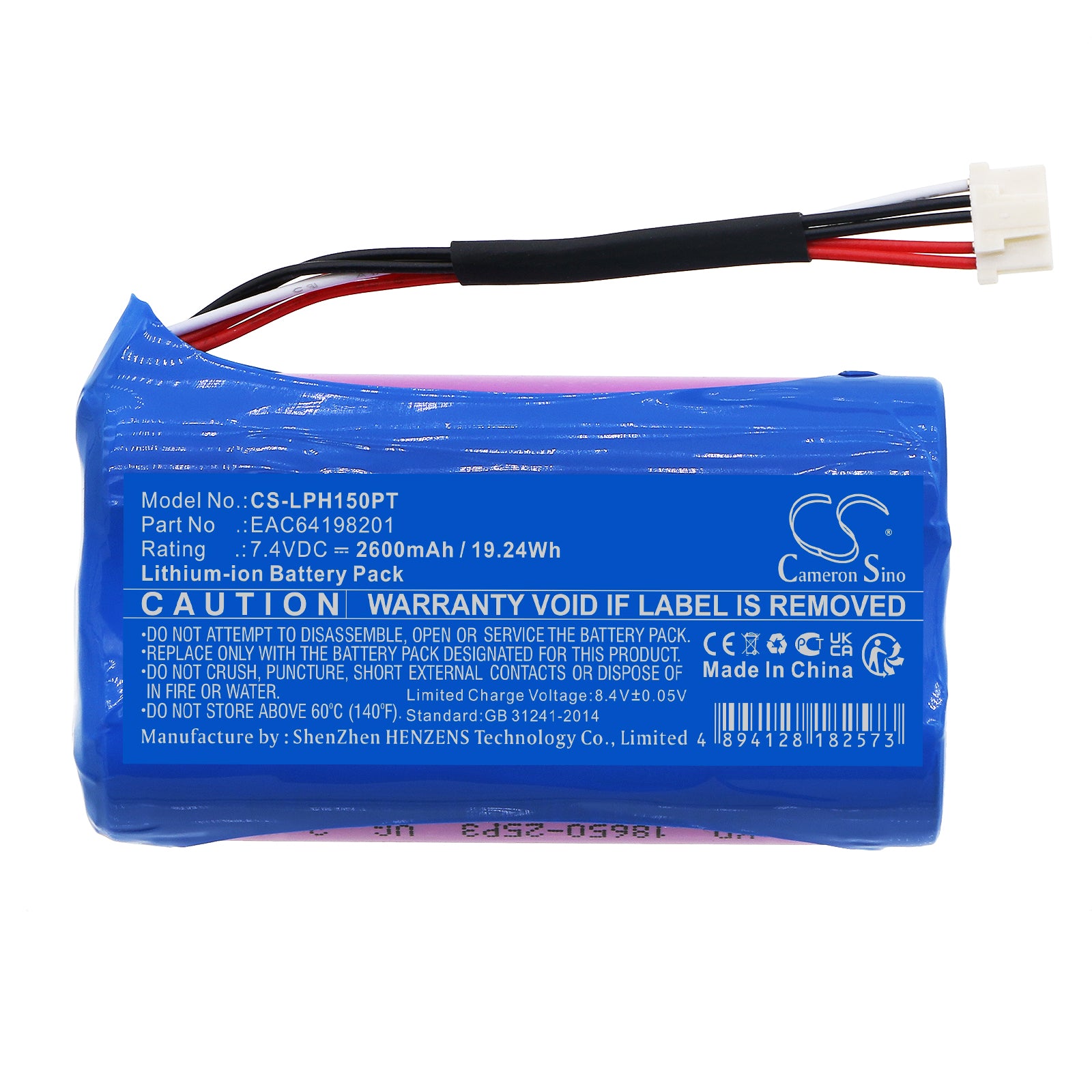 Li-ion, Projector Battery fits Lg Ph150, Ph150g, 7.4V, 2600mAh Projector Cameron Sino Technology Limited
