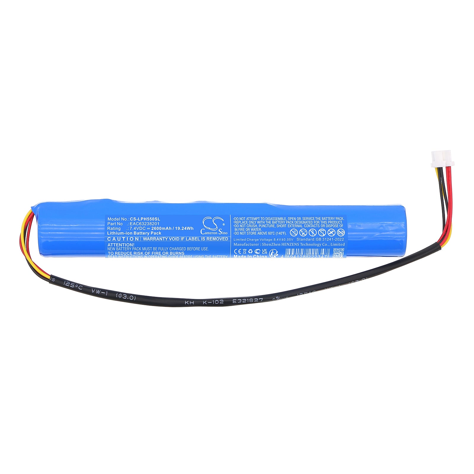 7.4V, Li-ion, 2600mAh, Battery fits LG PH550, 19.24Wh Projector Cameron Sino Technology Limited