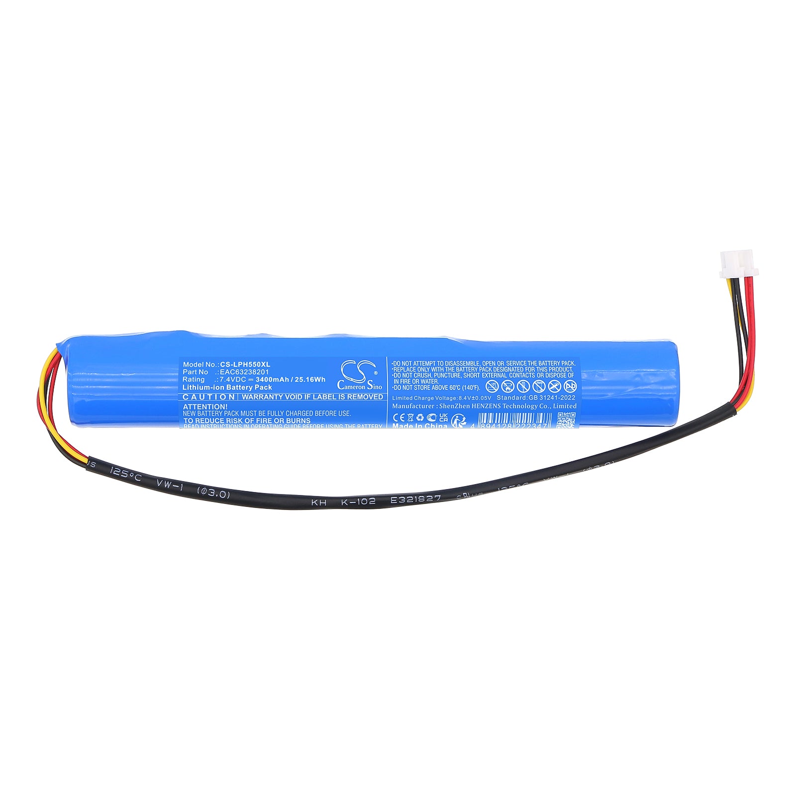 7.4V, Li-ion, 3400mAh, Battery fits LG PH550, 25.16Wh Projector Cameron Sino Technology Limited