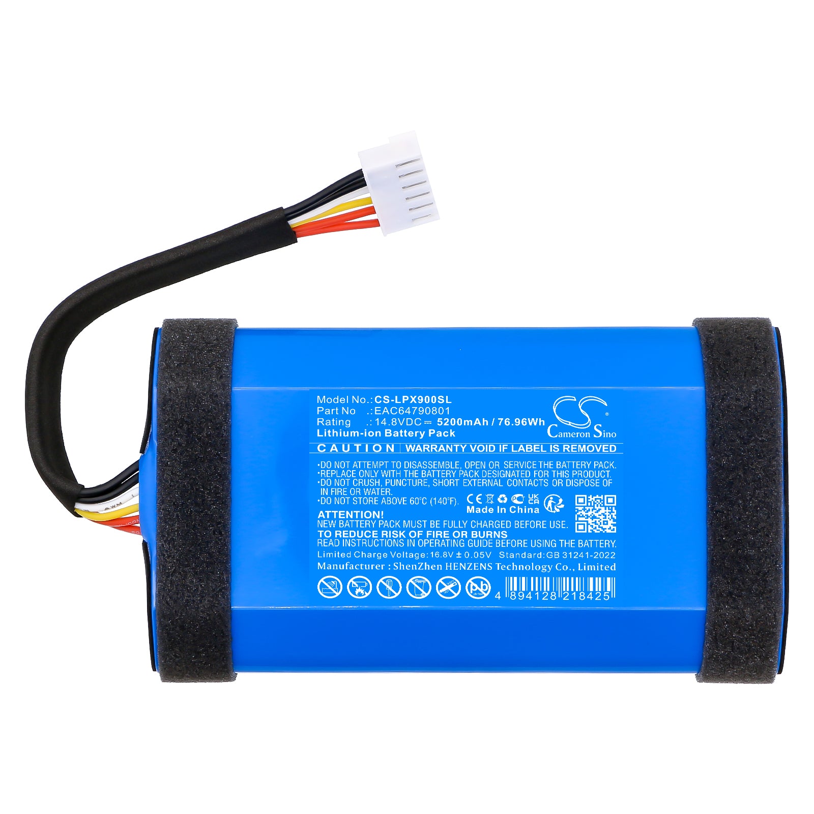 14.8V, Li-ion, 5200mAh, Battery fits LG XBOOM Go XG9, XG9QBK.ABRALLB, 76.96Wh Speaker Cameron Sino Technology Limited