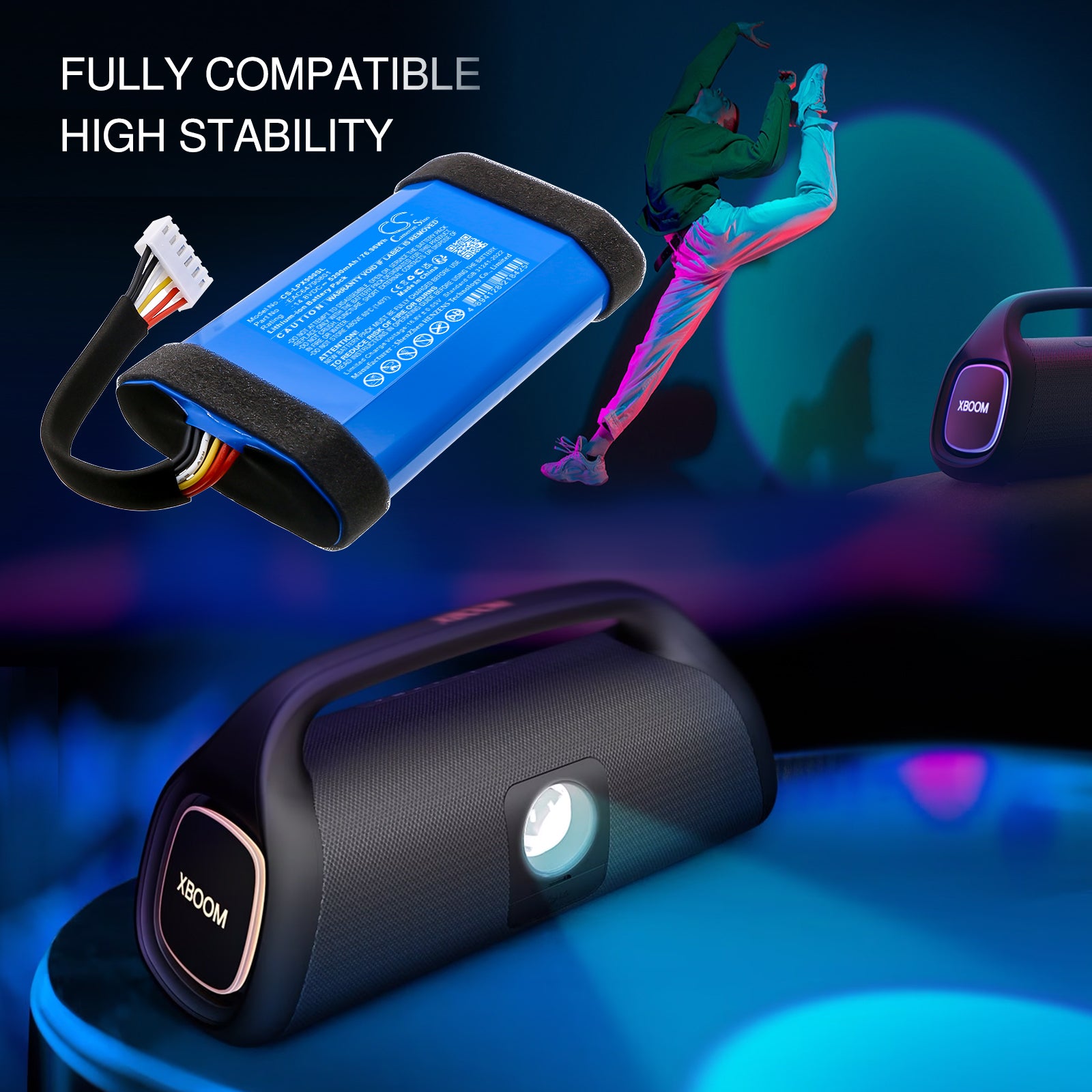 14.8V, Li-ion, 5200mAh, Battery fits LG XBOOM Go XG9, XG9QBK.ABRALLB, 76.96Wh Speaker Cameron Sino Technology Limited