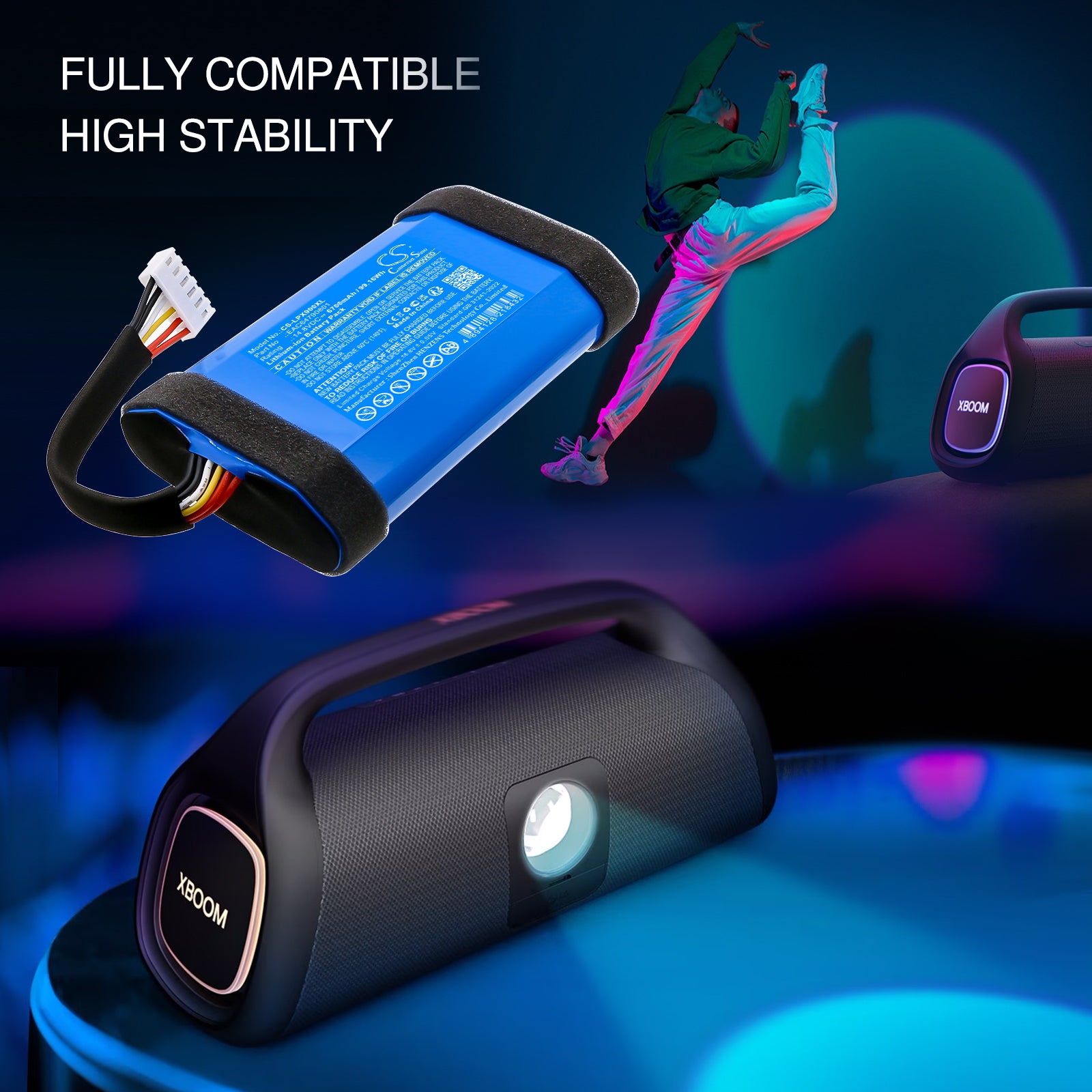 14.8V, Li-ion, 6700mAh, Battery fits LG XBOOM Go XG9, XG9QBK.ABRALLB, 99.16Wh Speaker Cameron Sino Technology Limited