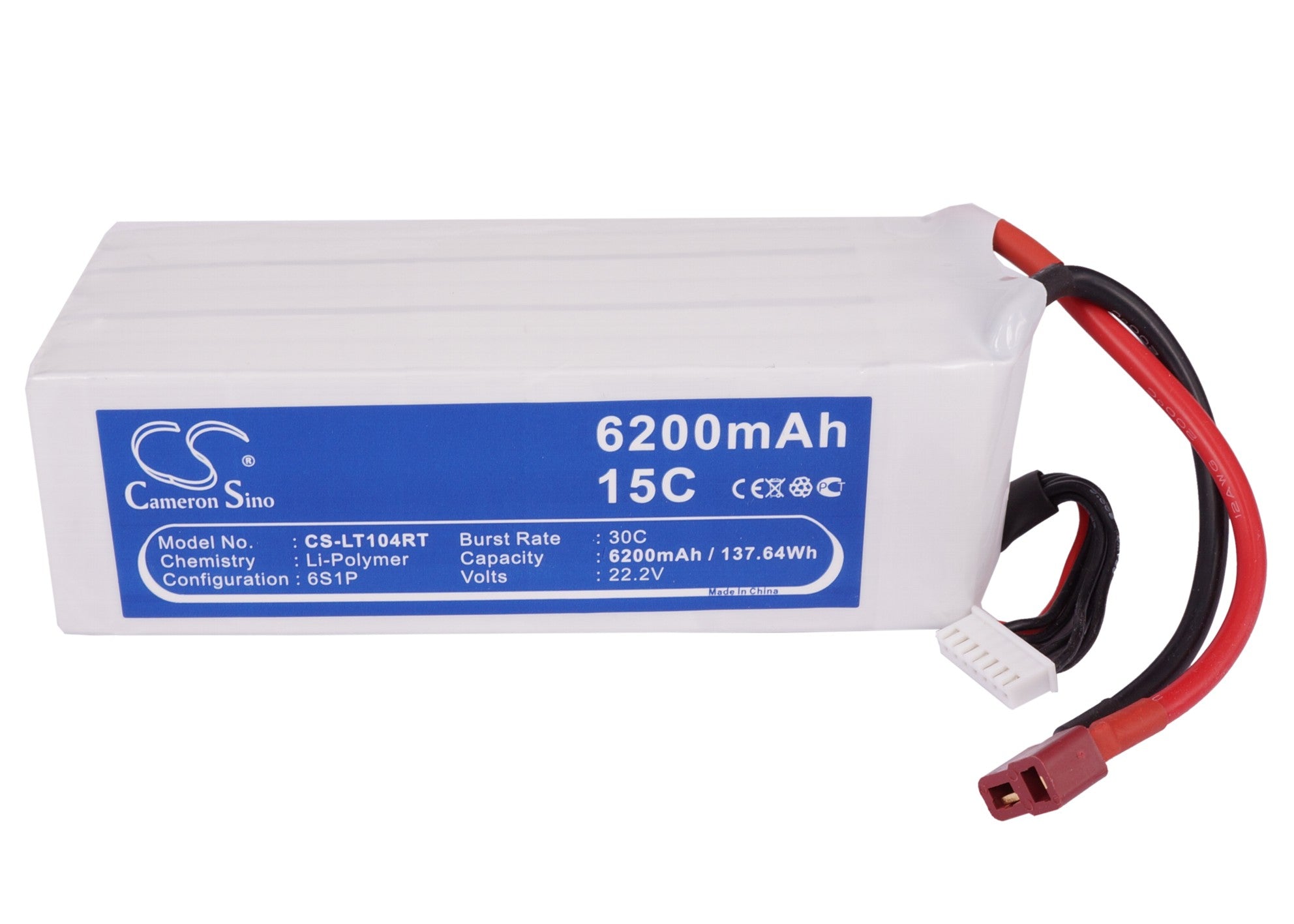 Li-Polymer, RC Battery fits Rc Cs-lt104rt, Rc Cs-lt104rt, 22.2V, 6200mAh RC Cameron Sino Technology Limited