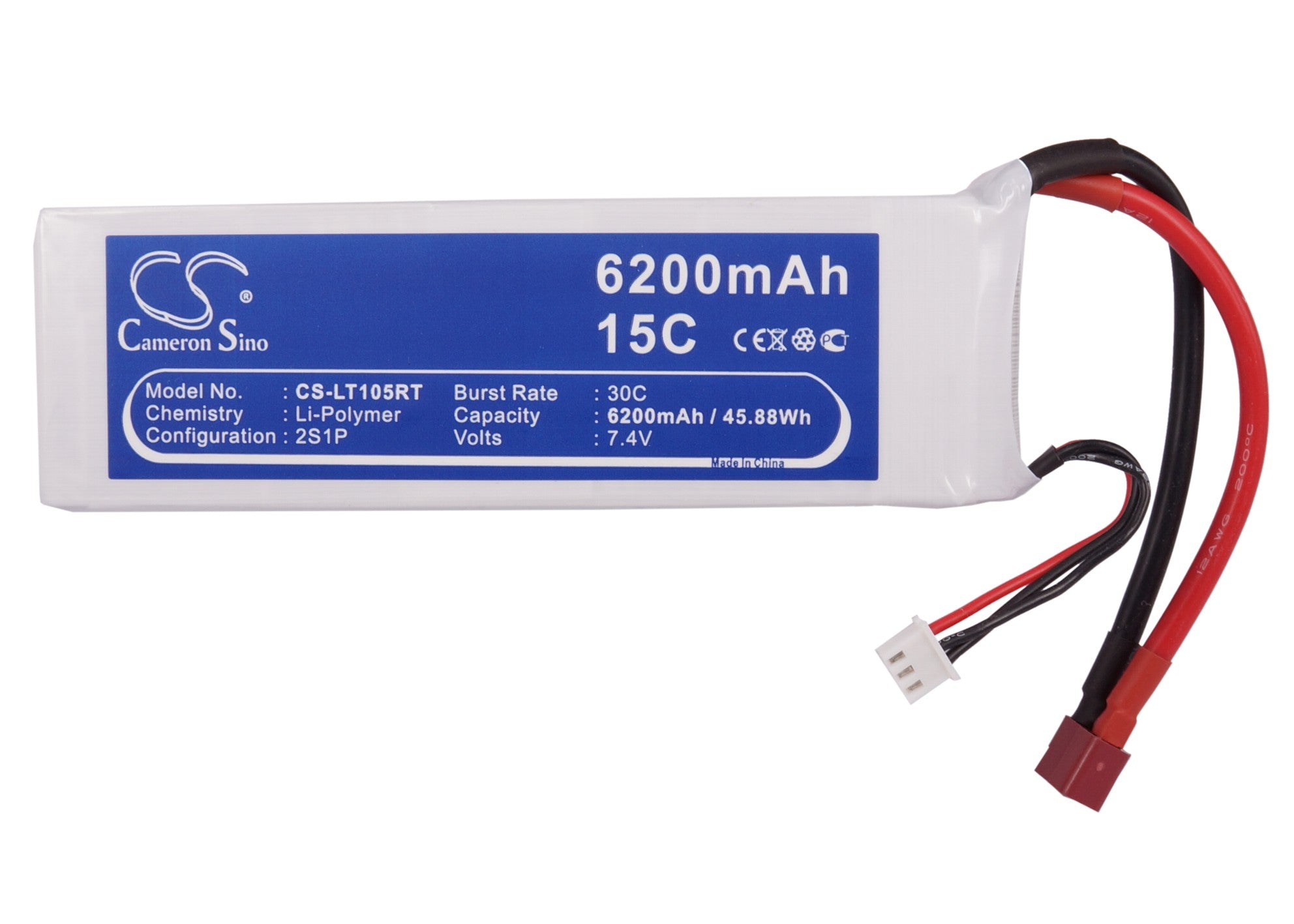 Li-Polymer, RC Battery fits Rc Cs-lt105rt, Rc Cs-lt105rt, 7.4V, 6200mAh RC Cameron Sino Technology Limited