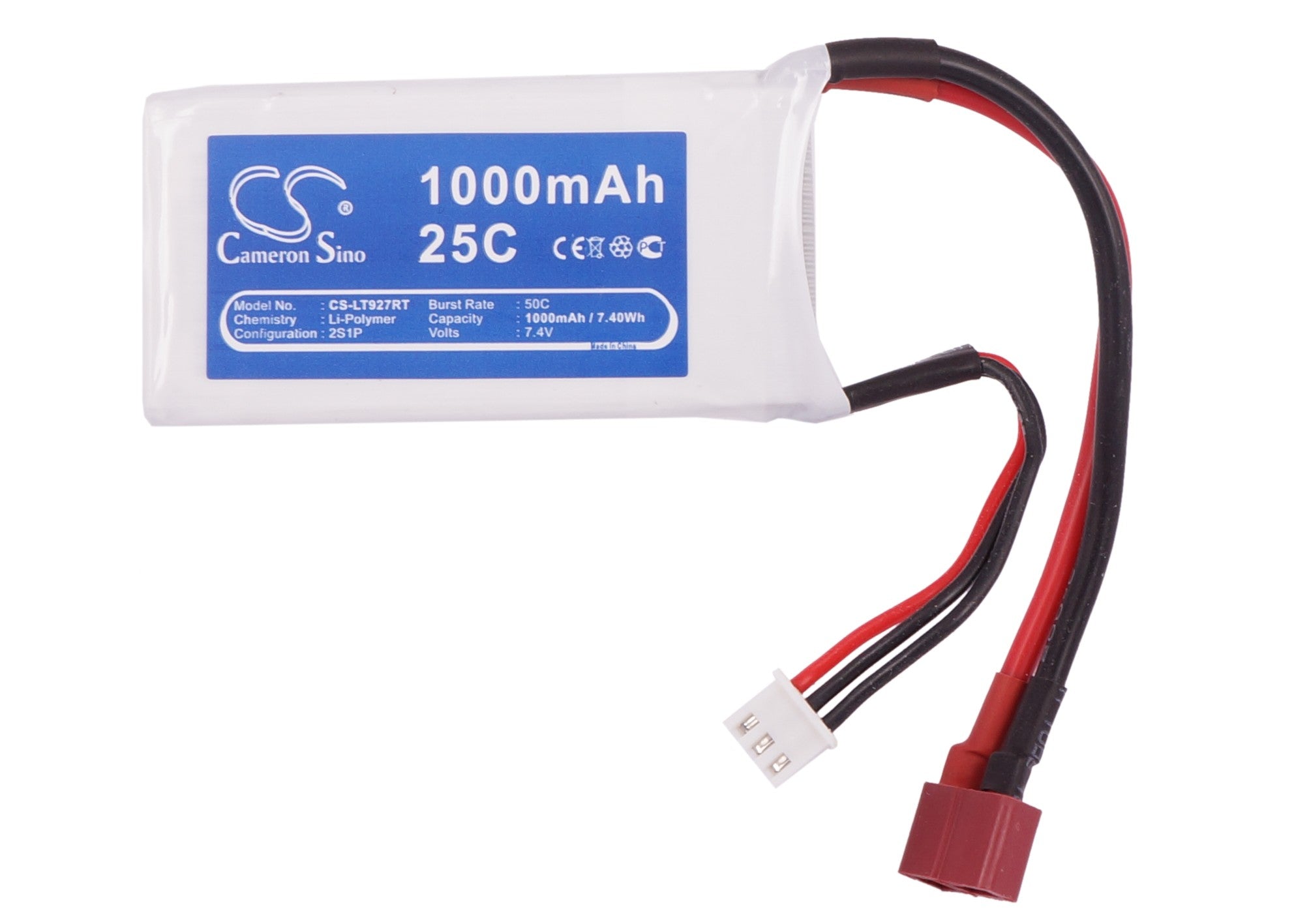 Li-Polymer, RC Battery fits Rc Cs-lt927rt, 7.4V, 1000mAh RC Cameron Sino Technology Limited