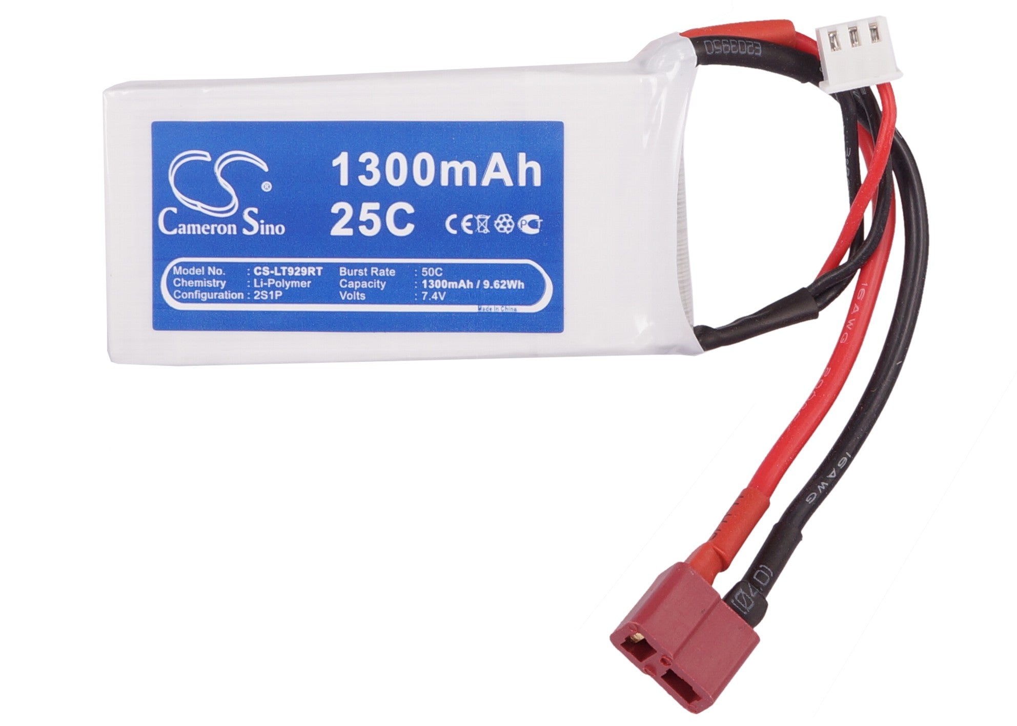 Li-Polymer, RC Battery fits Rc Cs-lt929rt, 7.4V, 1300mAh RC Cameron Sino Technology Limited