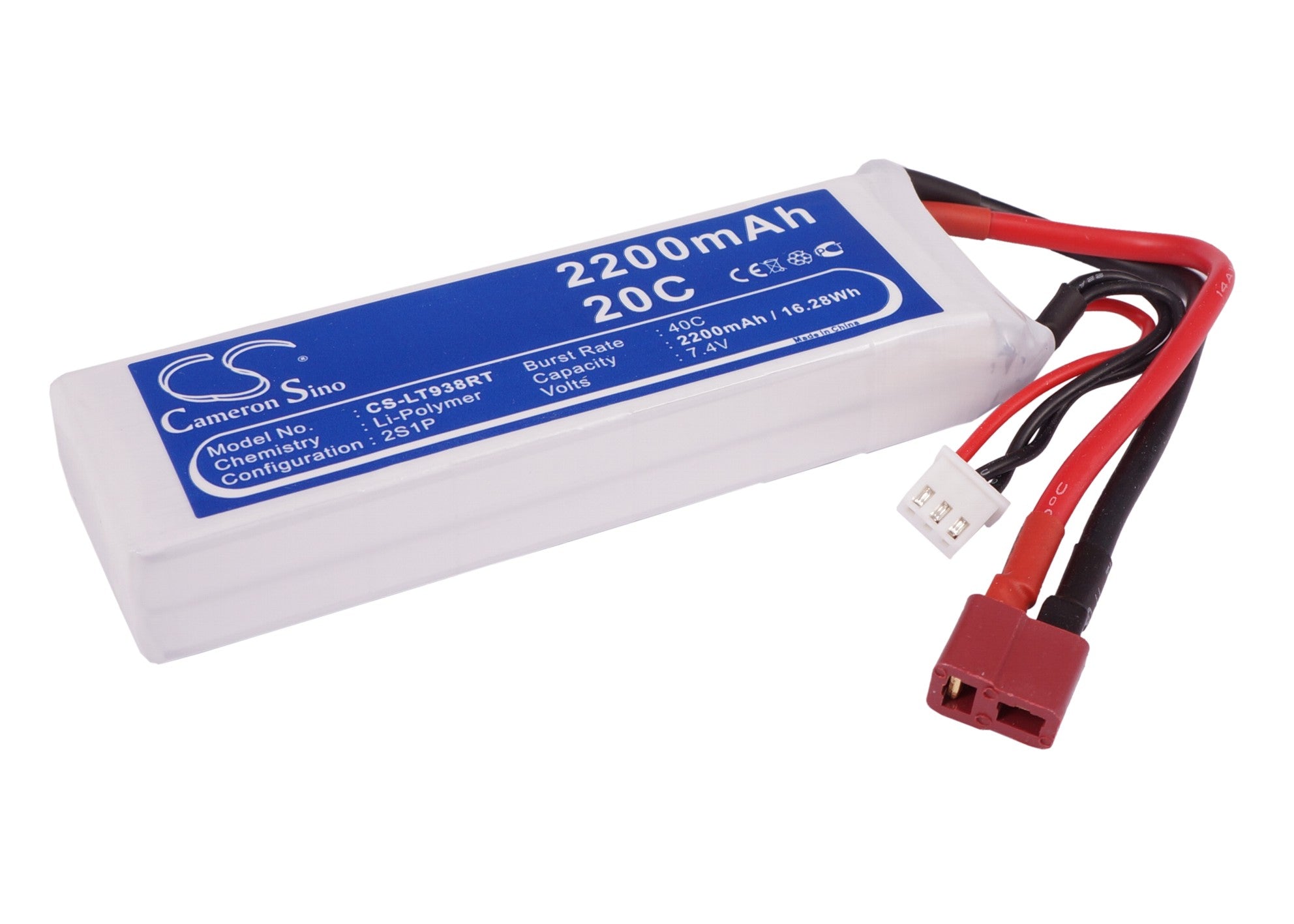 Li-Polymer, RC Battery fits Rc Cs-lt938rt, 7.4V, 2200mAh RC Cameron Sino Technology Limited