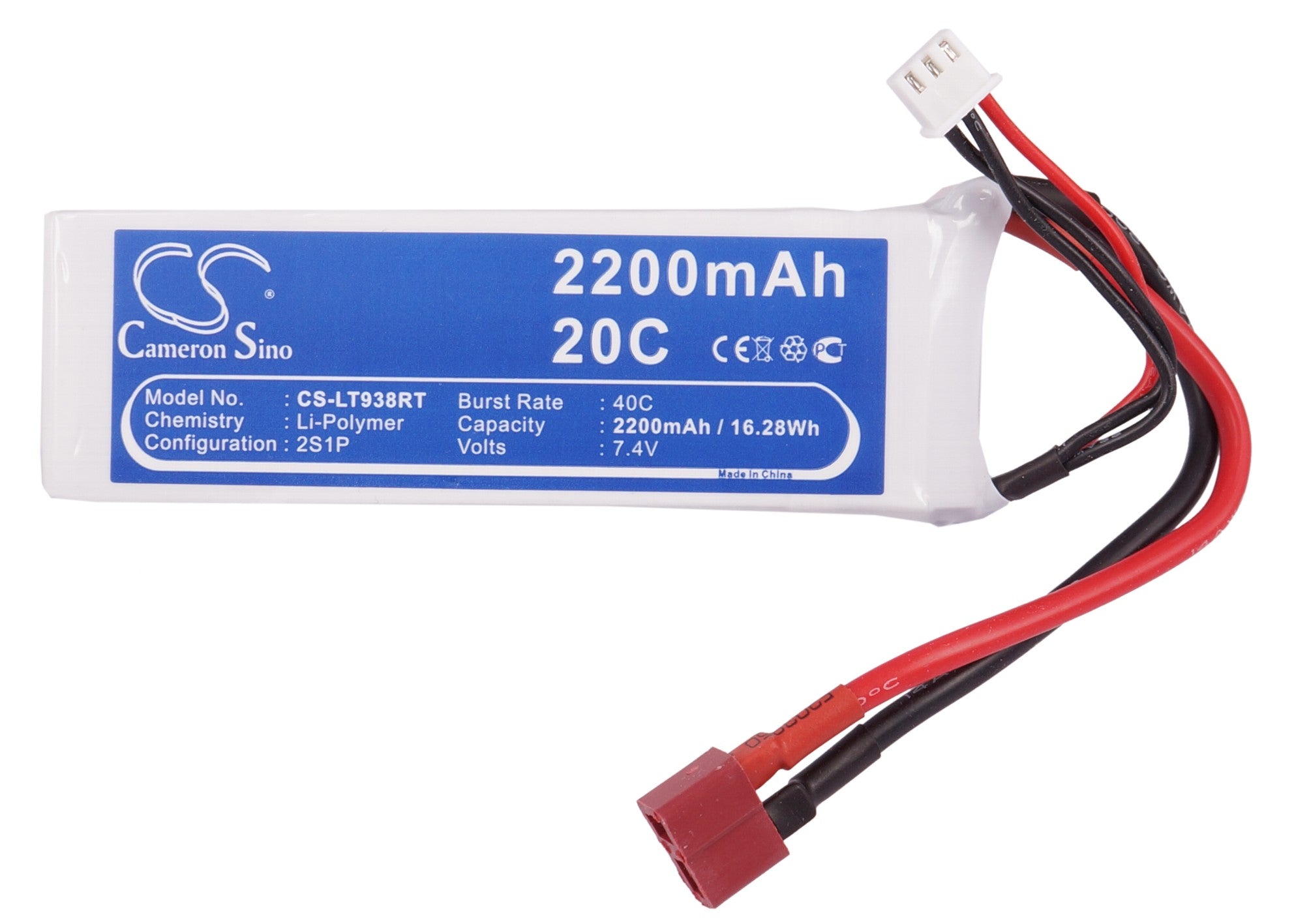 Li-Polymer, RC Battery fits Rc Cs-lt938rt, 7.4V, 2200mAh RC Cameron Sino Technology Limited