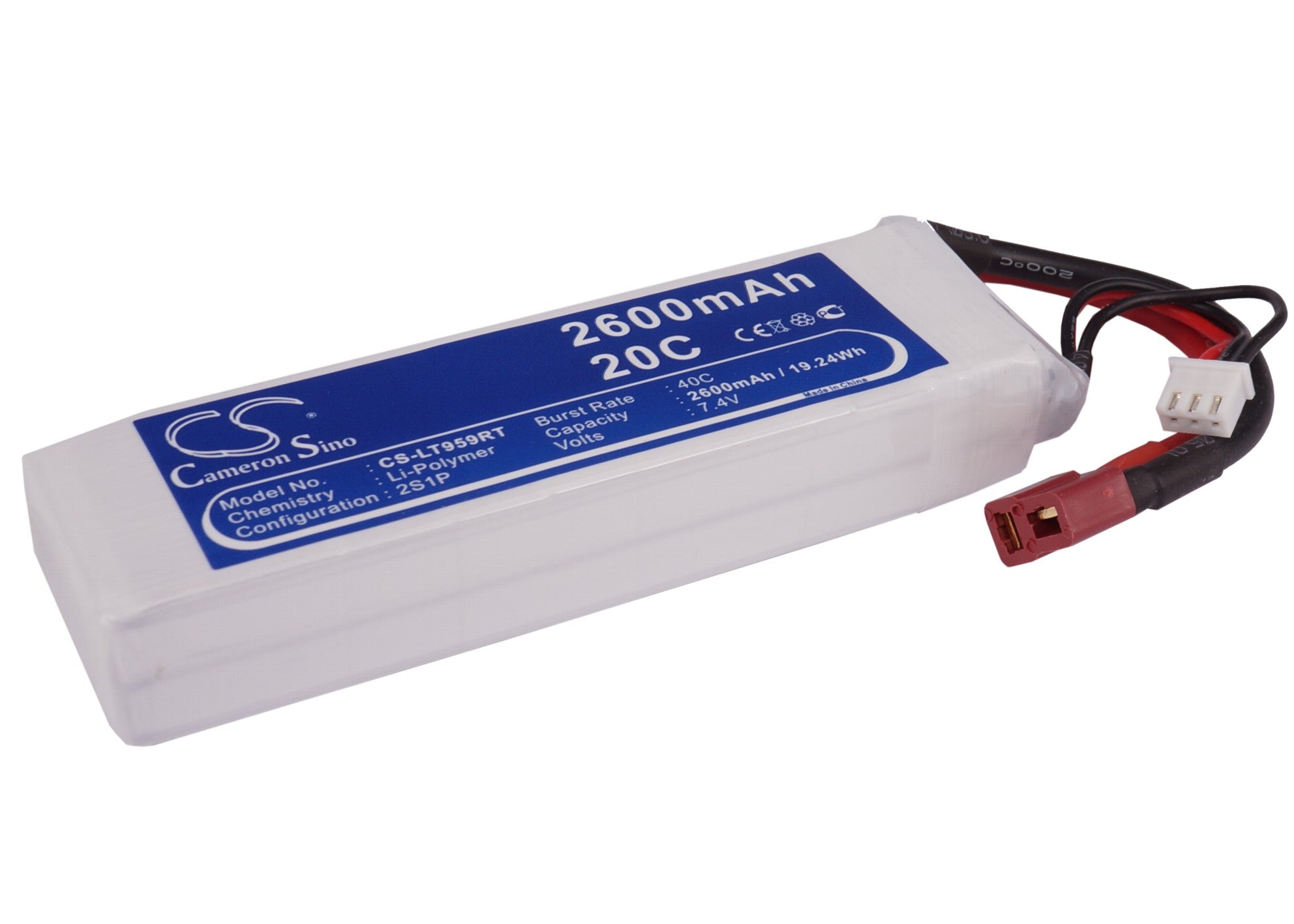 Li-Polymer, RC Battery fits Rc Cs-lt959rt, Rc Cs-lt959rt, 7.4V, 2600mAh RC Cameron Sino Technology Limited